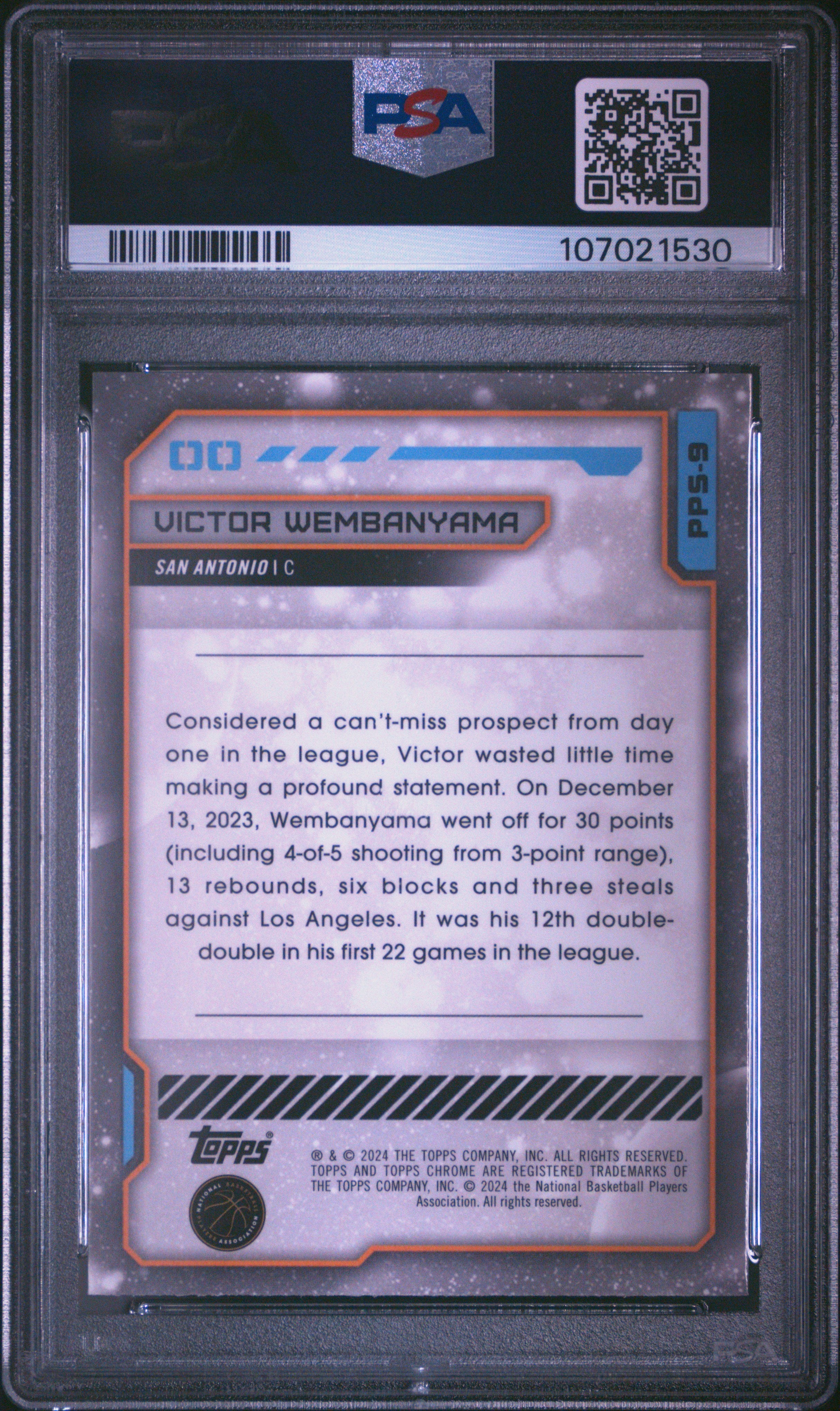 2023 Topps Cosmic Chrome Planetary Pursuit Victor Wembanyama #PPS9 Sun PSA 10