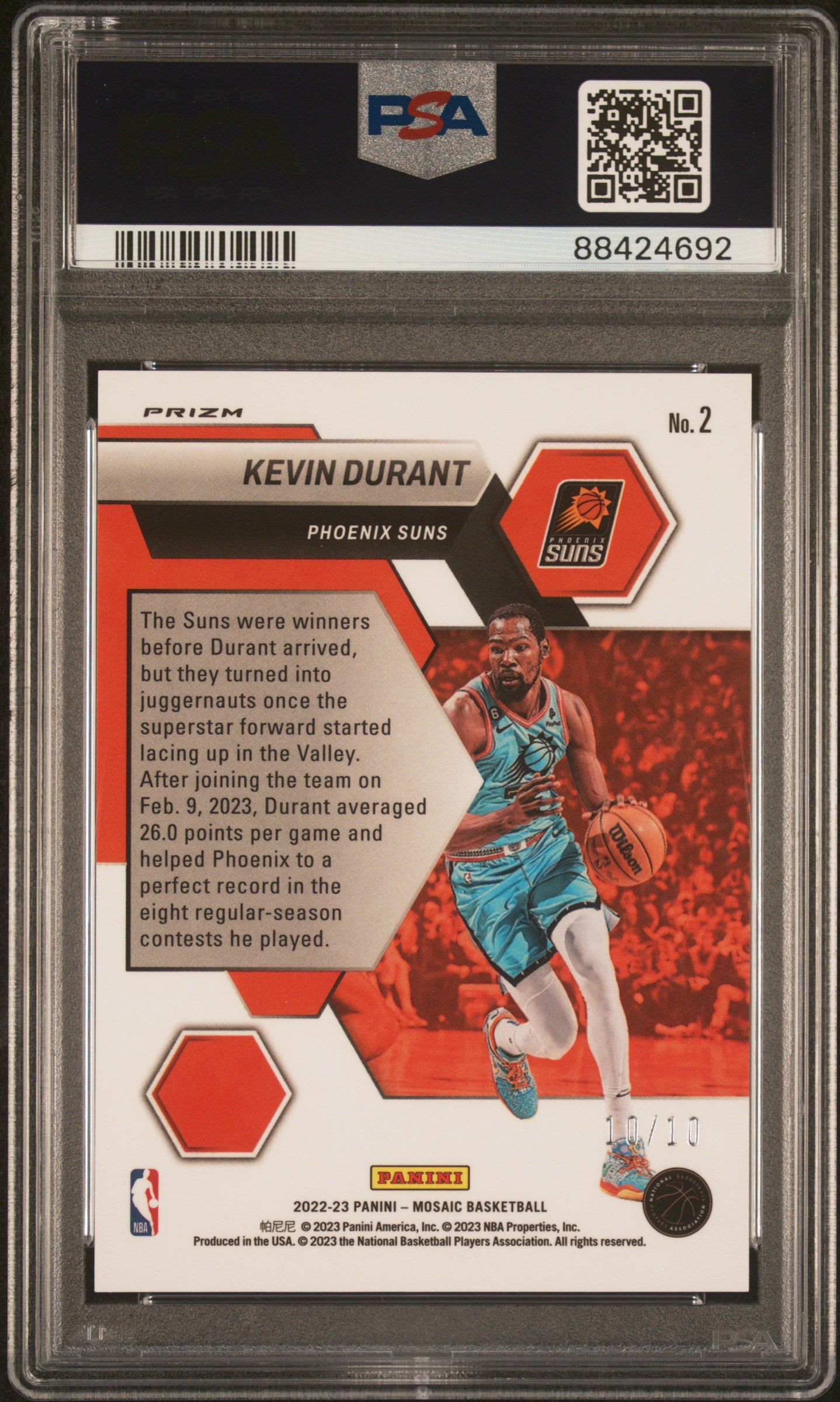 2022 Panini Mosaic Montage Kevin Durant #2 Montage Gold PSA 10