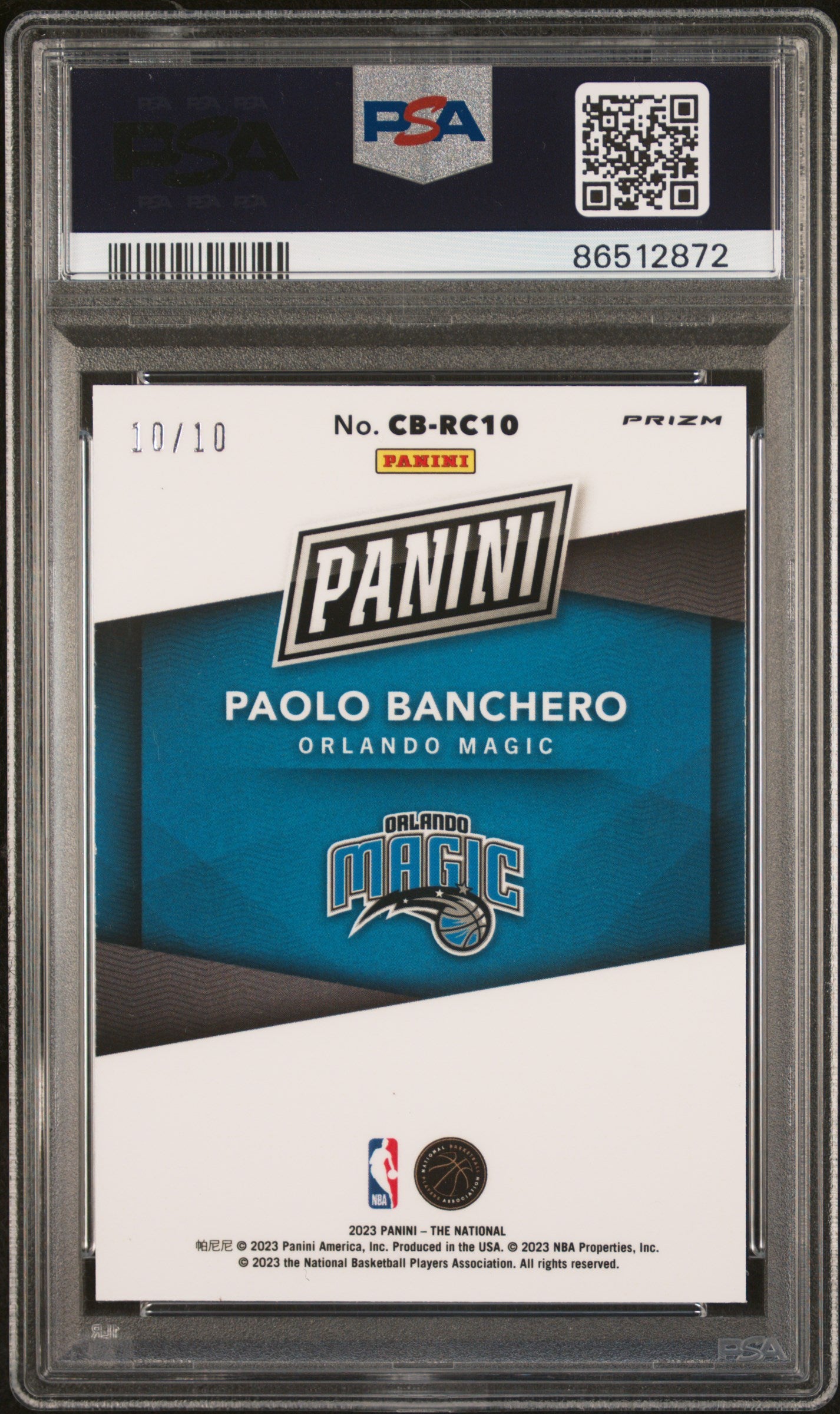 2023 Panini National Case Breaker Marketing Insert Paolo Banchero #RC10 Marketing Insert PSA 9