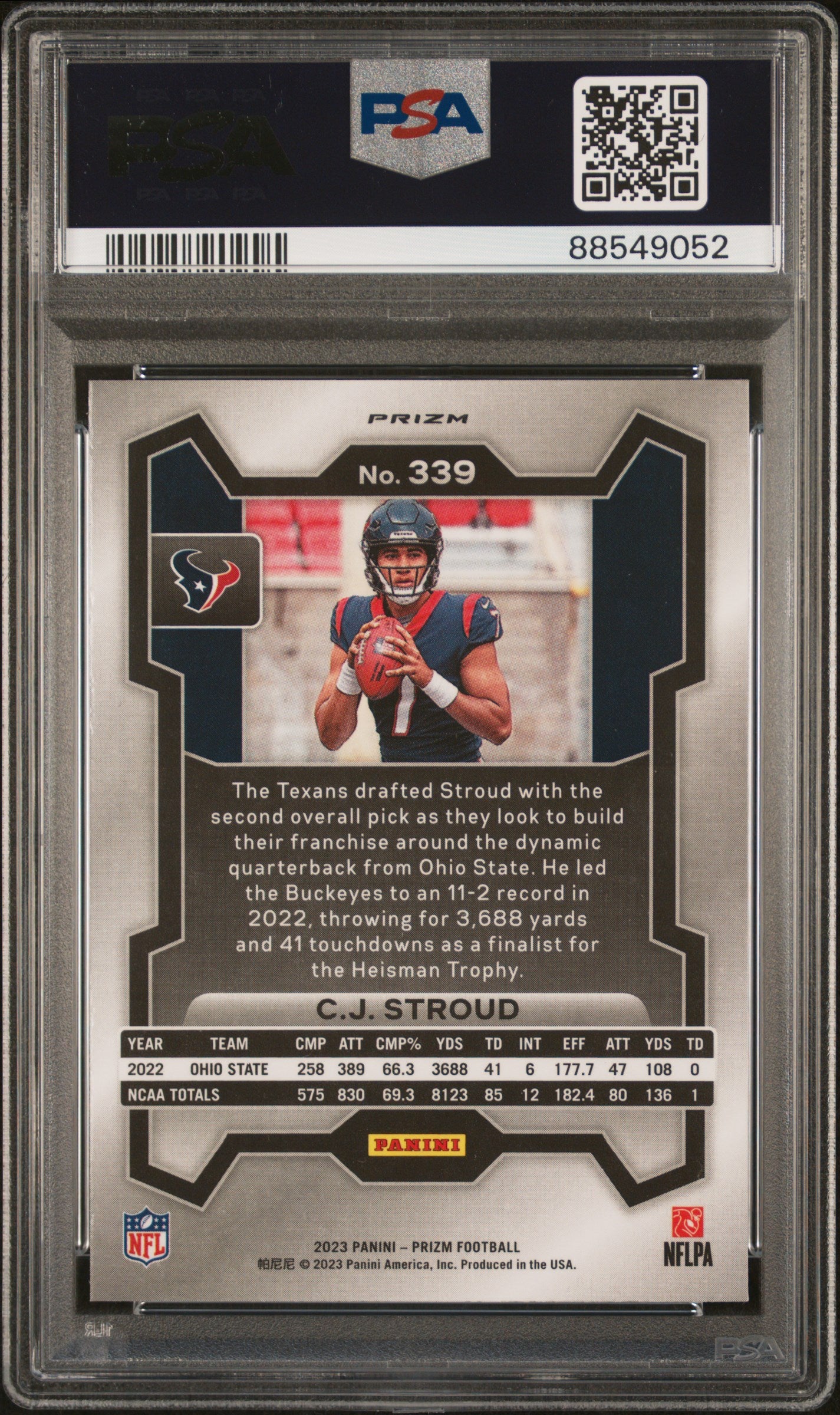 2023 Panini Prizm CJ Stroud #339 Disco PSA 10