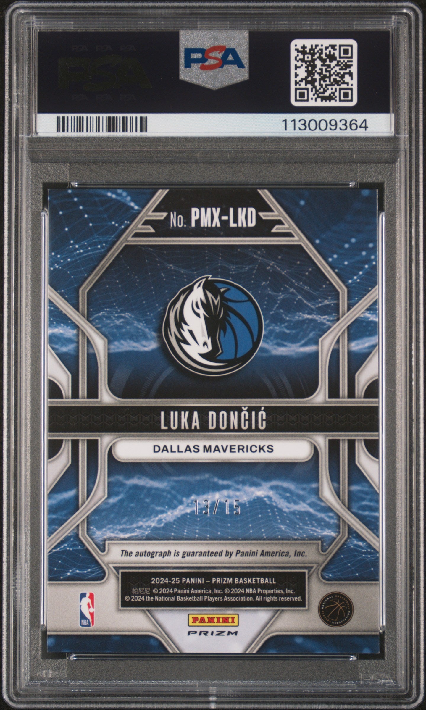 2024 Panini Prizm Prizmatrix Signatures Luka Doncic #PMXLKD Snake PSA 10
