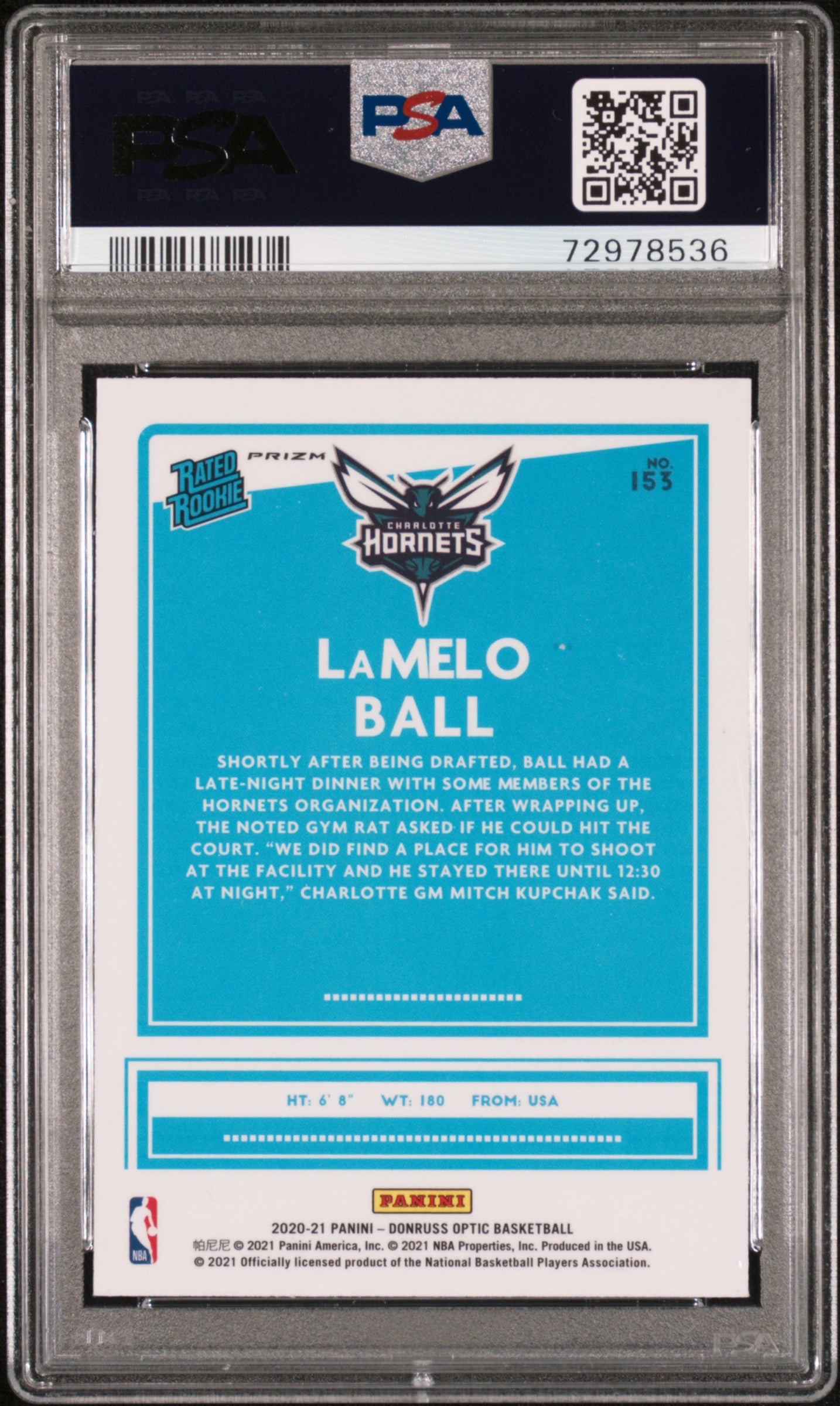 2020 Panini Donruss Optic Lamelo Ball #153 Purple PSA 10