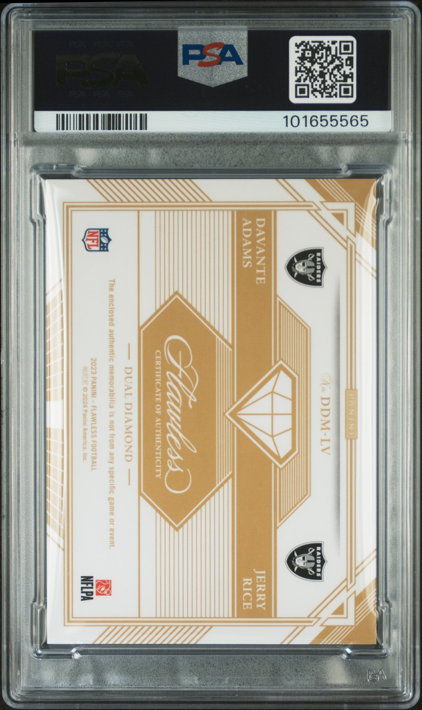 2023 Panini Flawless Dual Diamond Memorabilia Rice Adams #DDMLV PLT 1/1 PSA 9