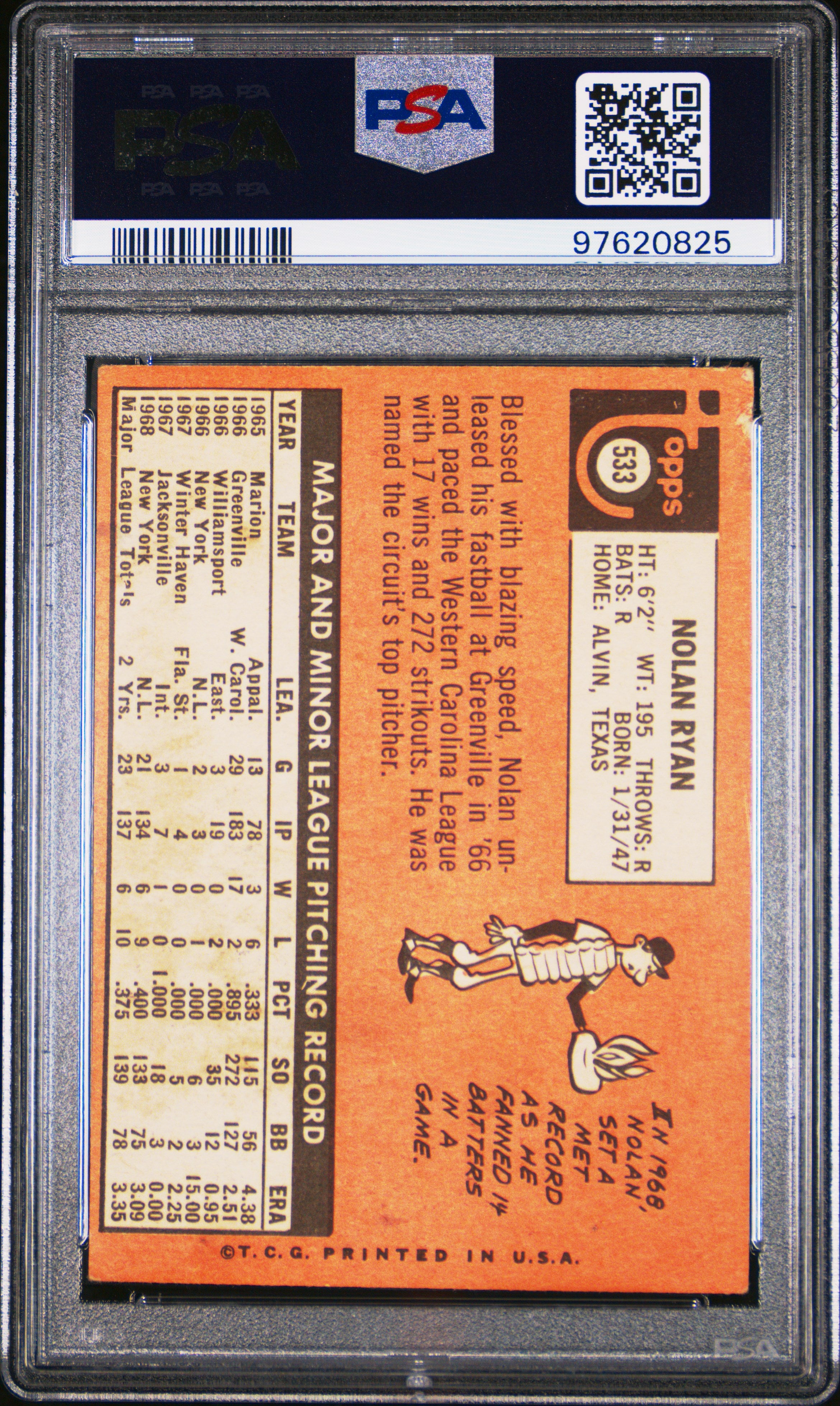 1969 Topps Nolan Ryan #533 PSA 3