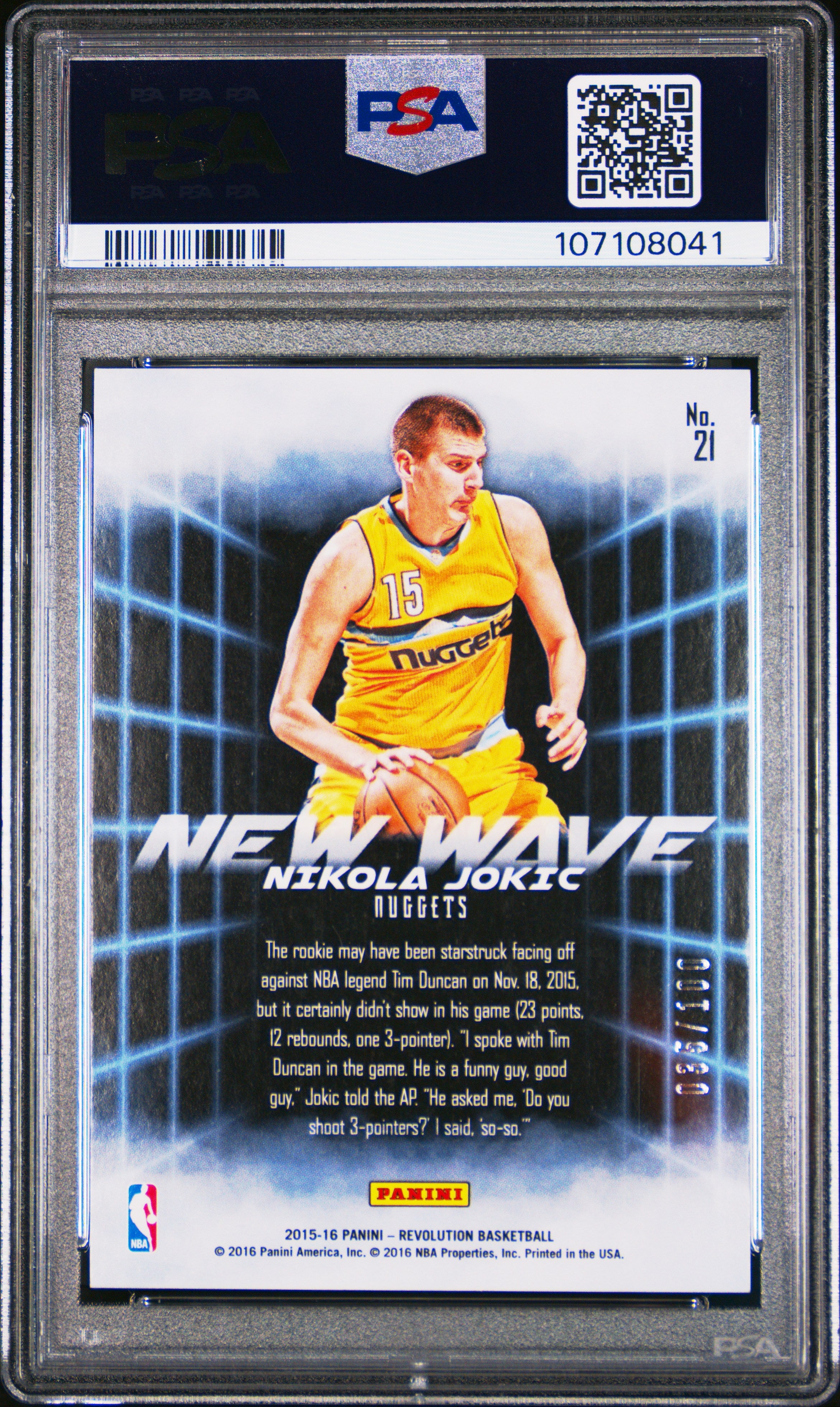 2015 Panini Revolution New Wave Nikola Jokic #21 Cosmic PSA 8