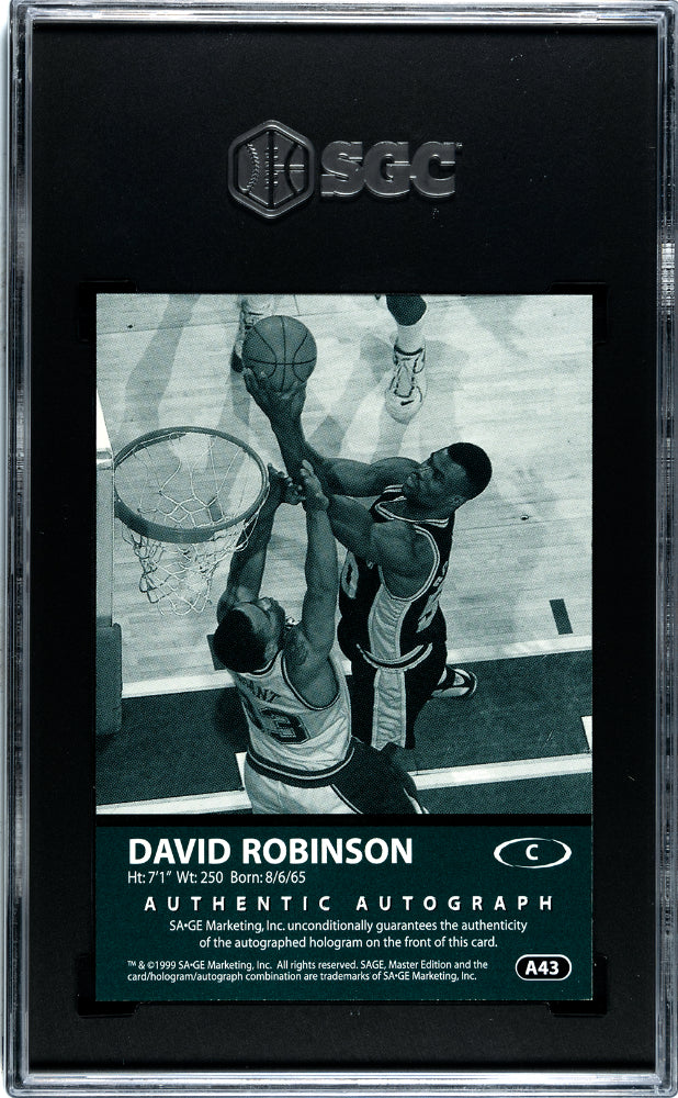 1999 Sage David Robinson #A43 Autograph SGC 10