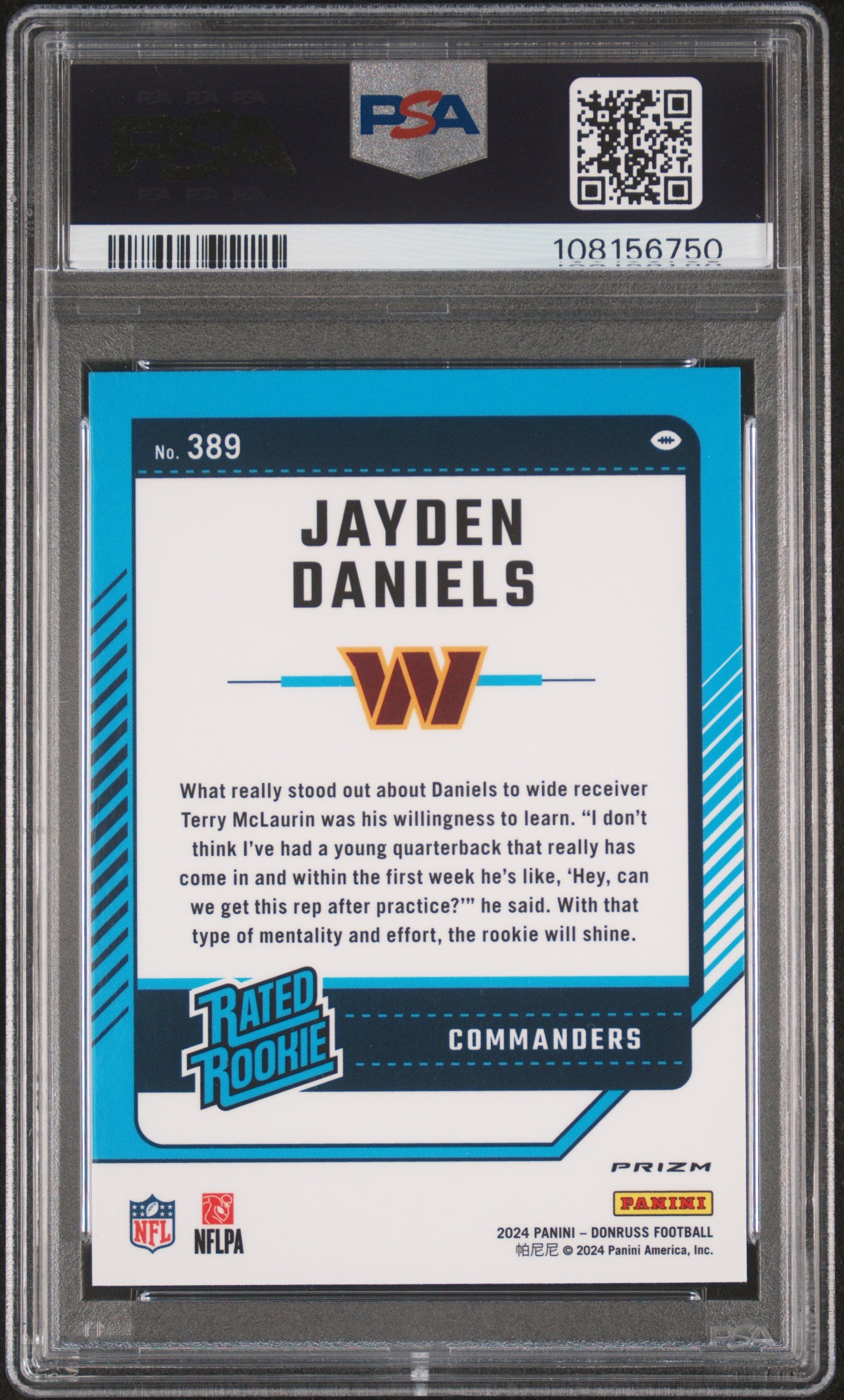 2024 Panini Donruss Jayden Daniels #389 Optic Preview Red Wave PSA 10
