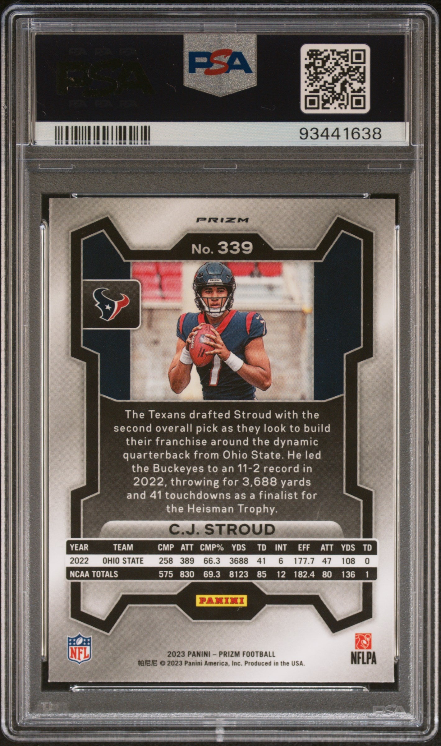 2023 Panini Prizm CJ Stroud #339 Neon Green Pulsar PSA 9