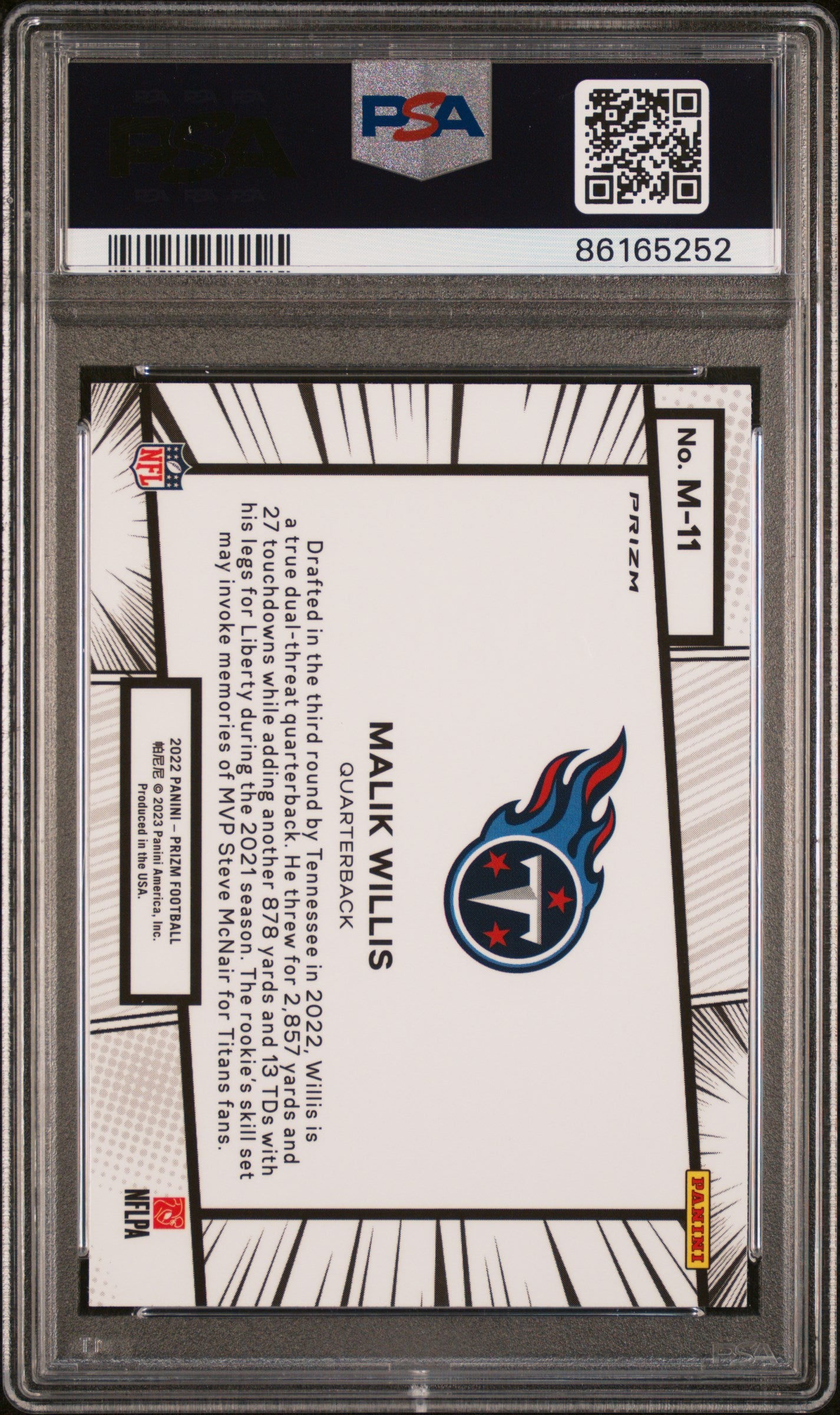 2022 Panini Prizm Manga Malik Willis #M11 Manga PSA 10