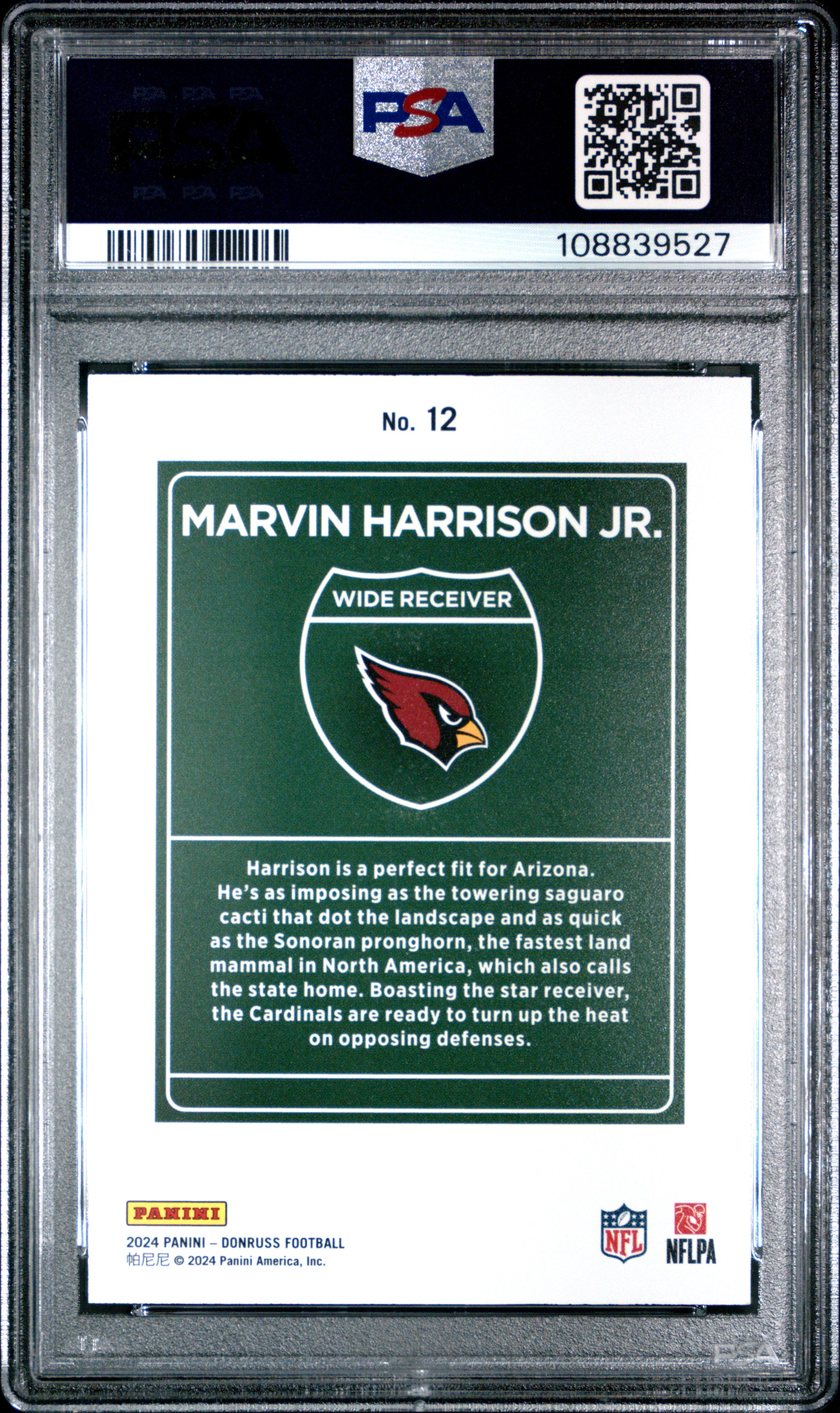 2024 Panini Donruss Downtown! Marvin Harrison JR. #12 PSA 9