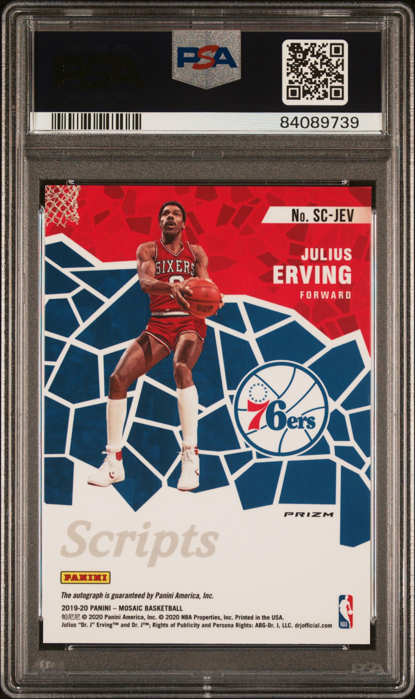 2019 Panini Mosaic Scripts Julius Erving #SCJEV PSA 10