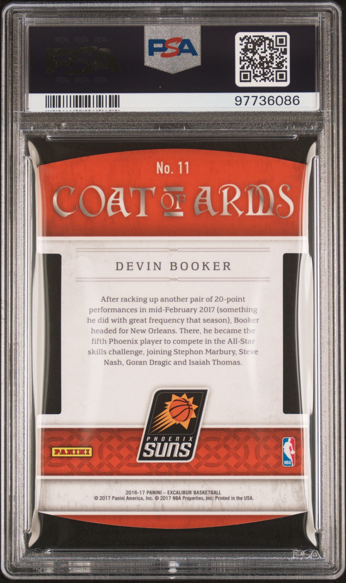 2016 Panini Excalibur Coat Of Arms Die-Cut Devin Booker #11 PSA 10