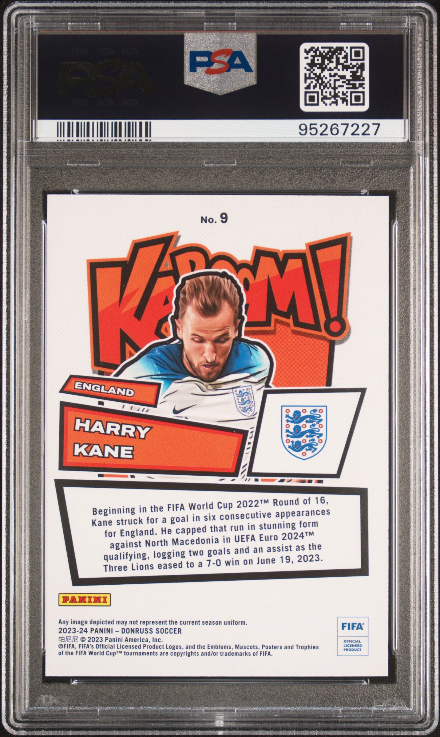 2023-24 Panini Donruss FIFA Kaboom! Harry Kane #9 PSA 10