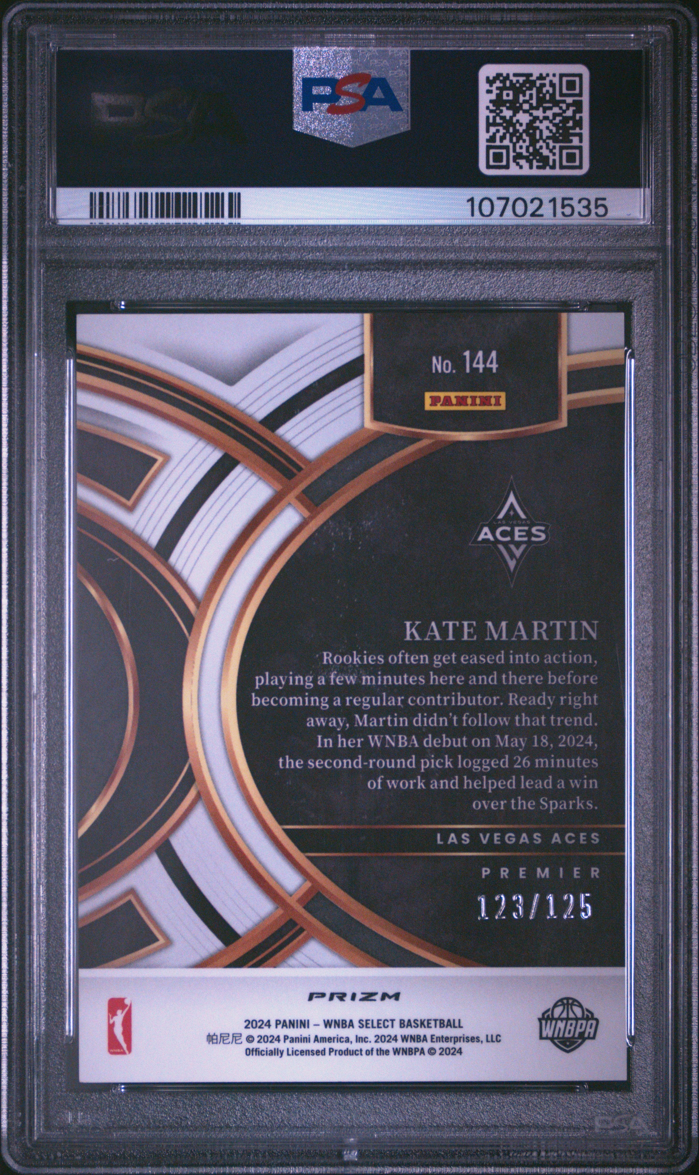 2024 Panini Select WNBA Kate Martin #144 Orange Prizm PSA 10