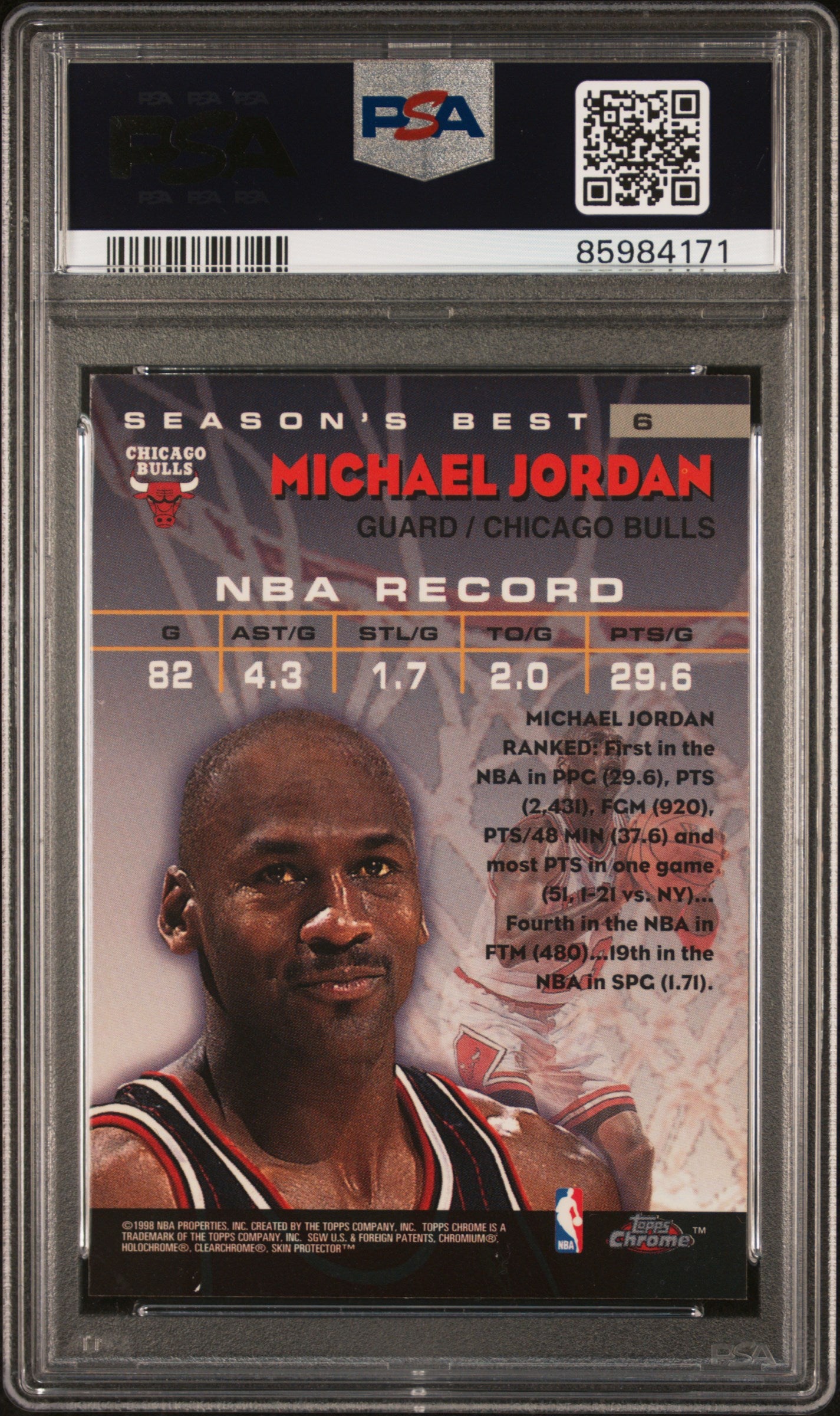 1997 Topps Chrome Season's Best Michael Jordan #6 PSA 8