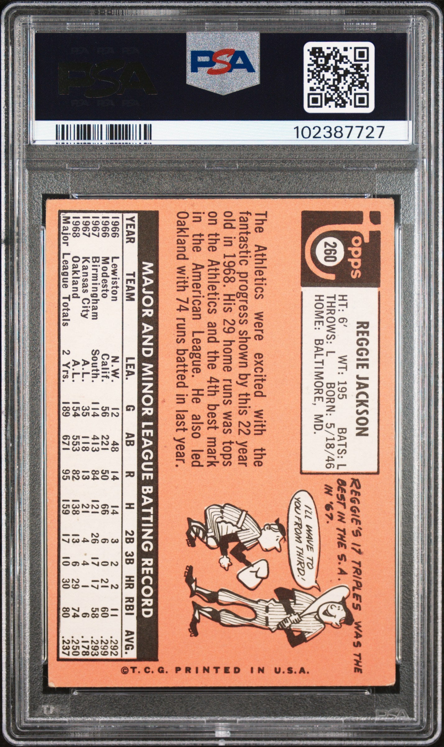 1969 Topps Reggie Jackson #260 PSA 2.5