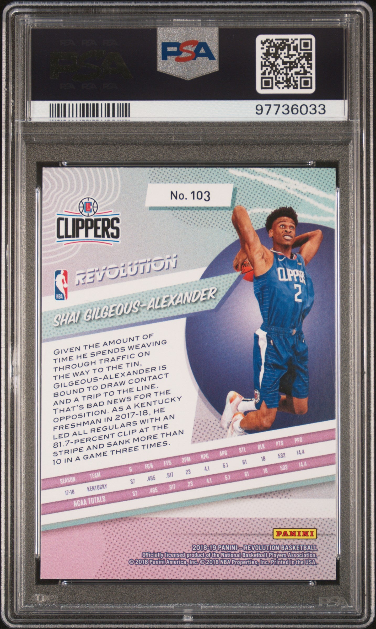 2018 Panini Revolution S. Gilgeous-Alexander #103 PSA 10