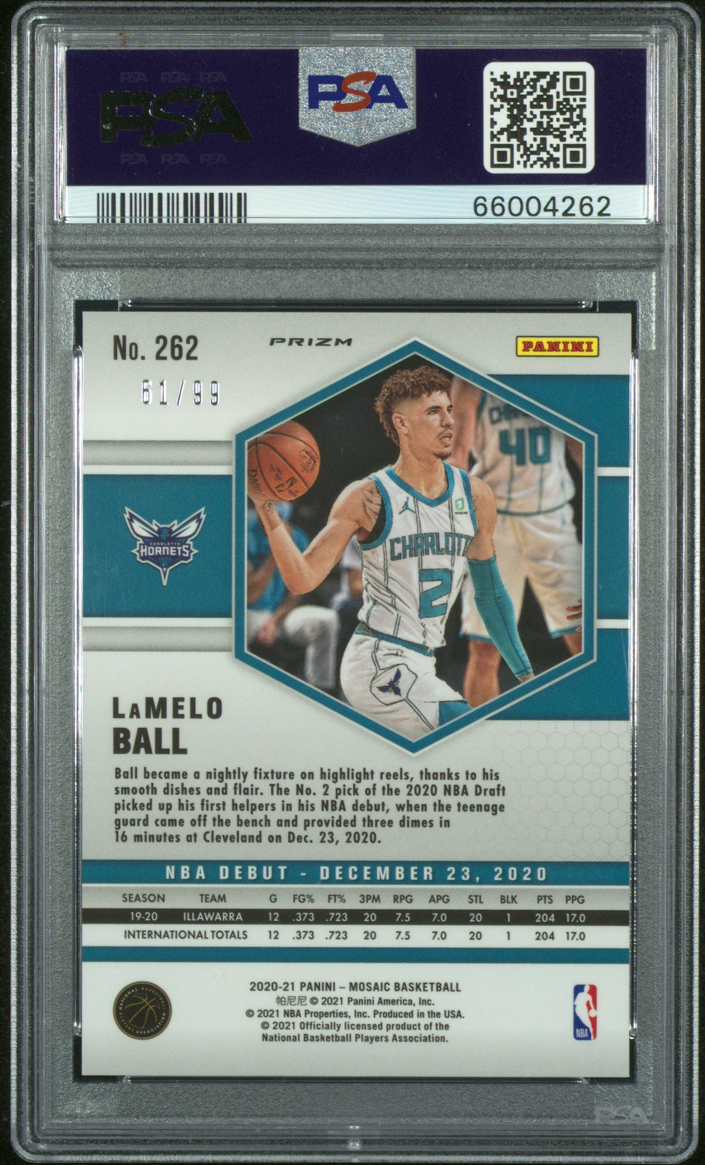 2020 Panini Mosaic Lamelo Ball #262 Blue PSA 10