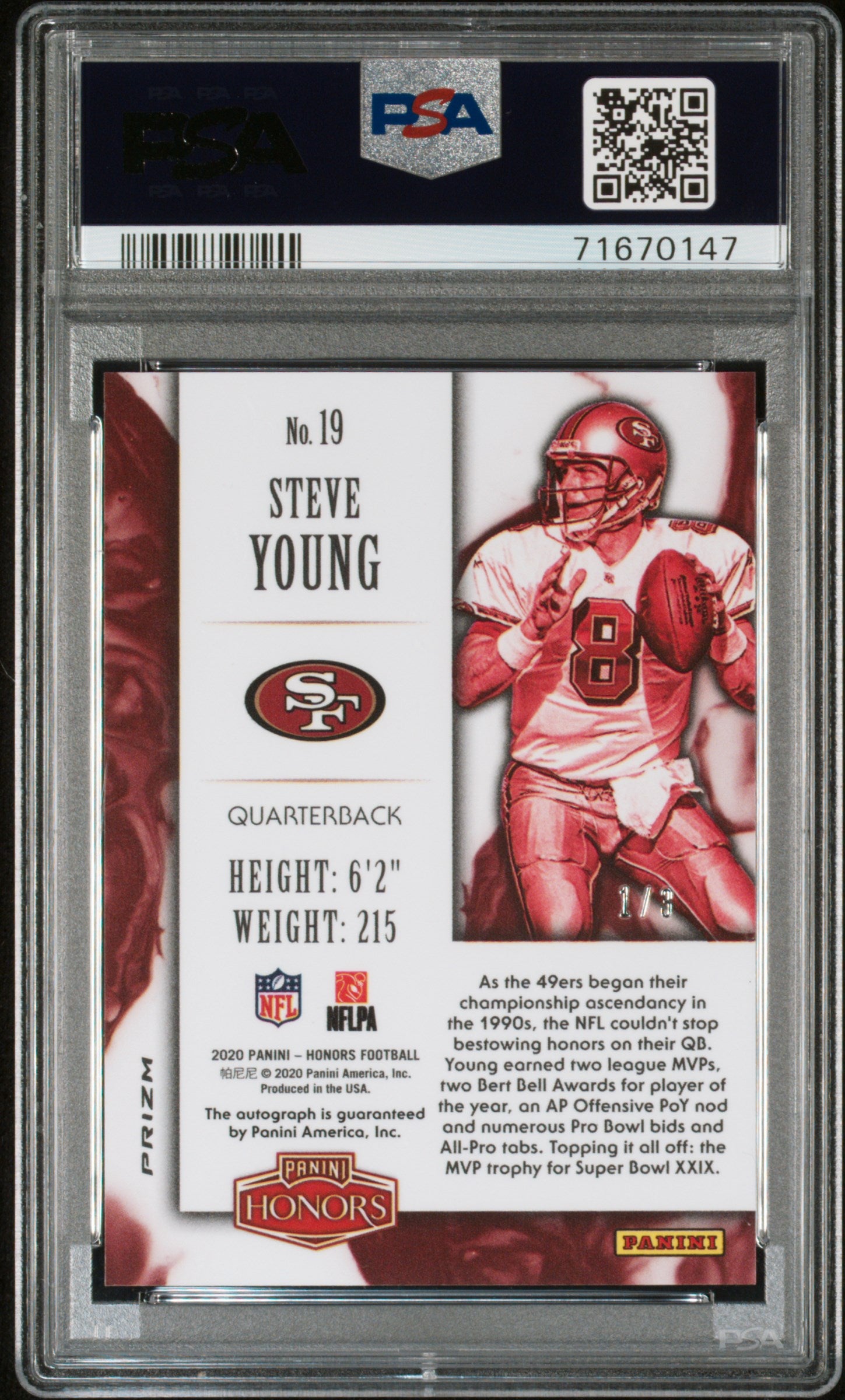 2020 Panini Honors Steve Young #19 PSA 10