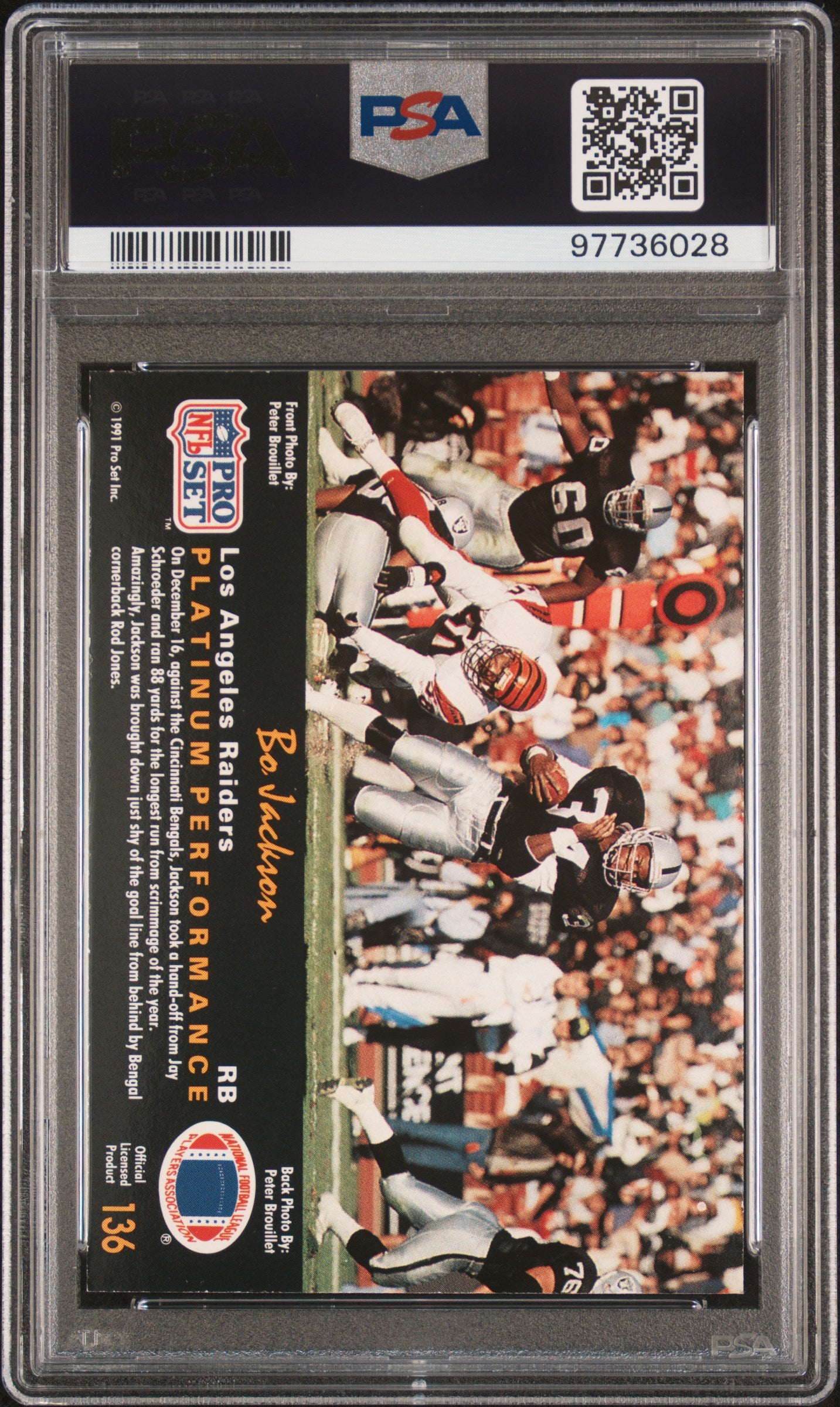 1991 Pro Set Platinum Bo Jackson #136 PSA 7