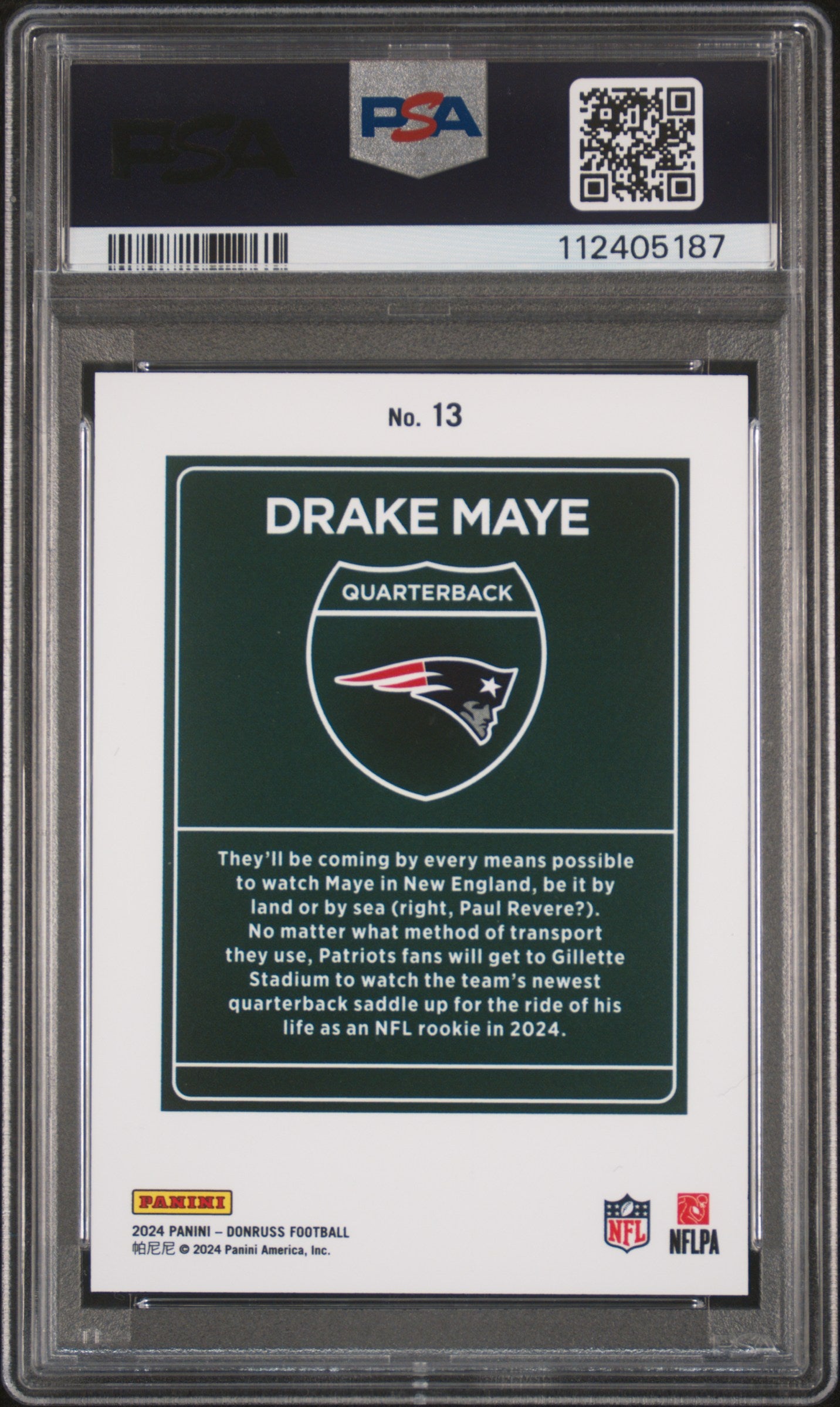 2024 Panini Donruss Downtown! Drake Maye #13 PSA 10