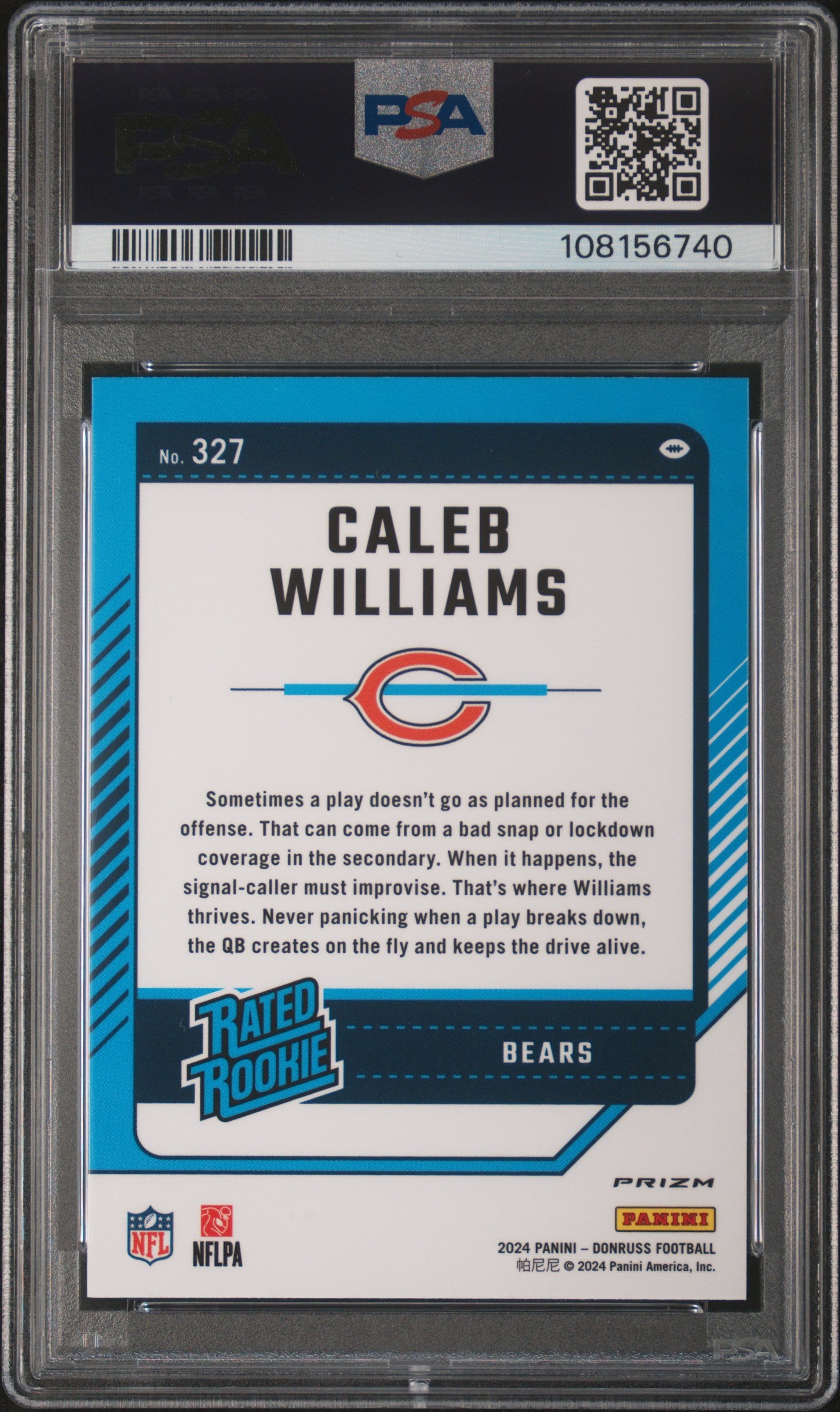 2024 Panini Donruss Caleb Williams #327 Optic Preview Pink PSA 10