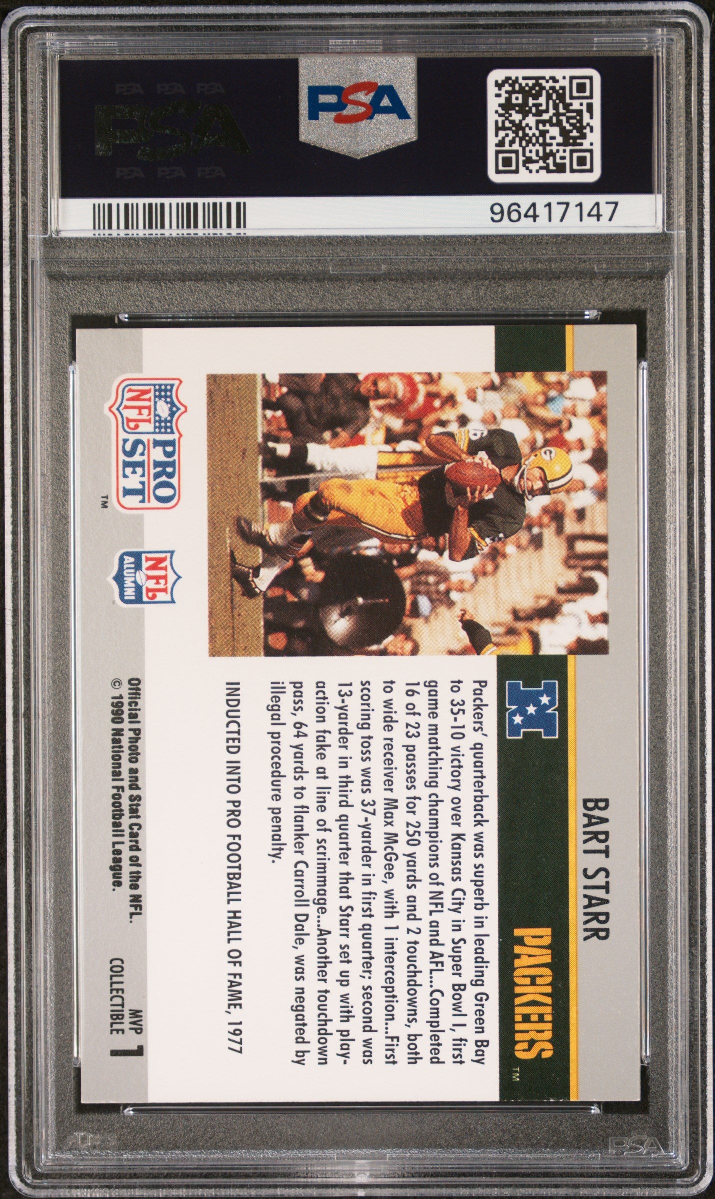 1990 Pro Set Super Bowl Mvp's Bart Starr #1 PSA 8