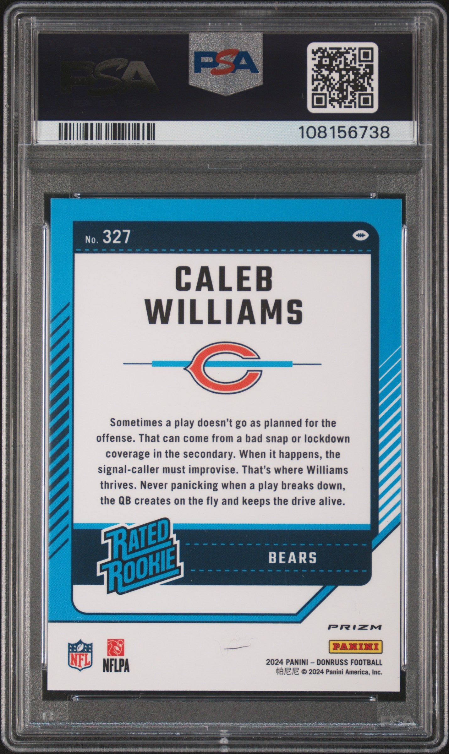 2024 Panini Donruss Caleb Williams #327 Optic Preview Pink PSA 10