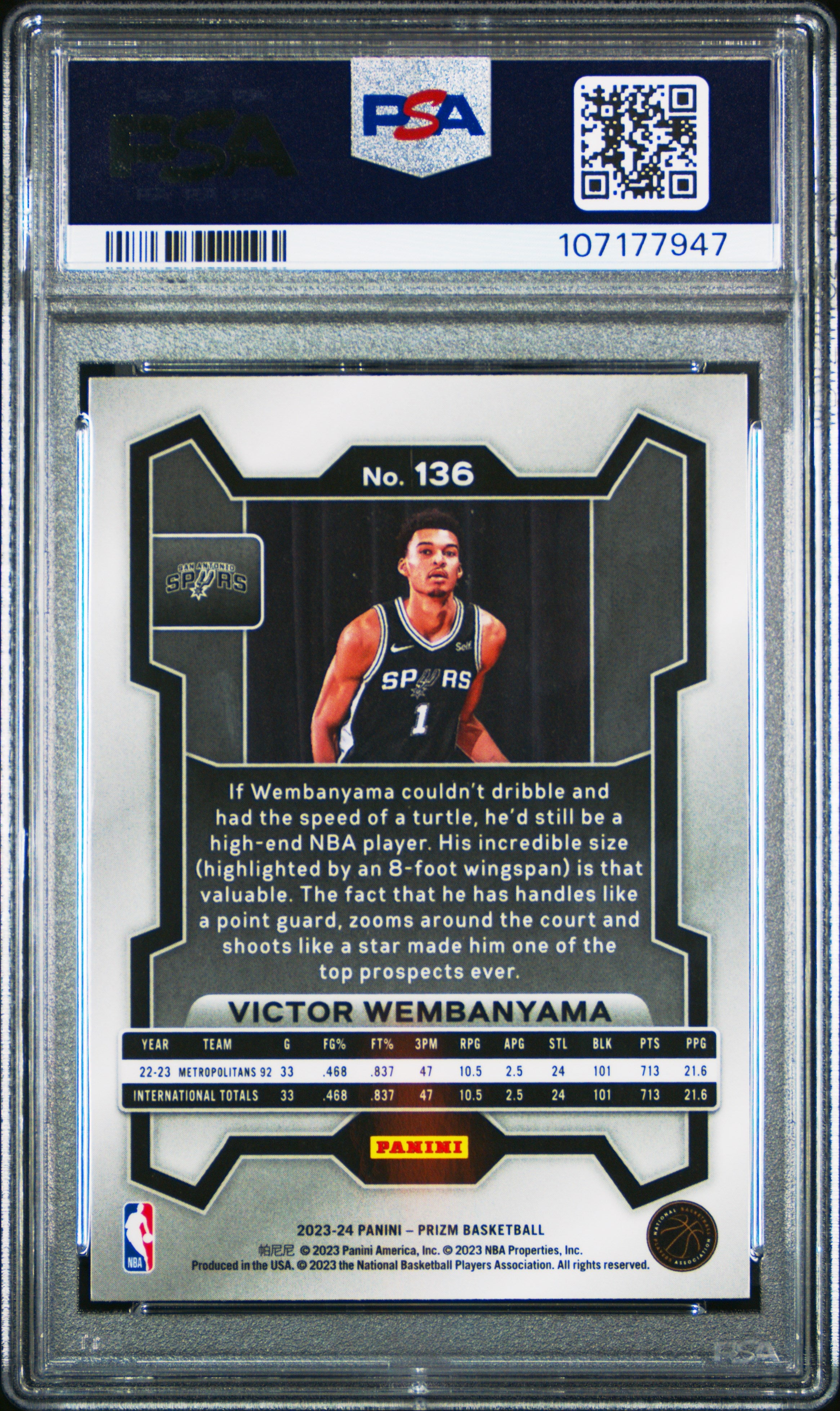 2023 Panini Prizm Victor Wembanyama #136 PSA 10