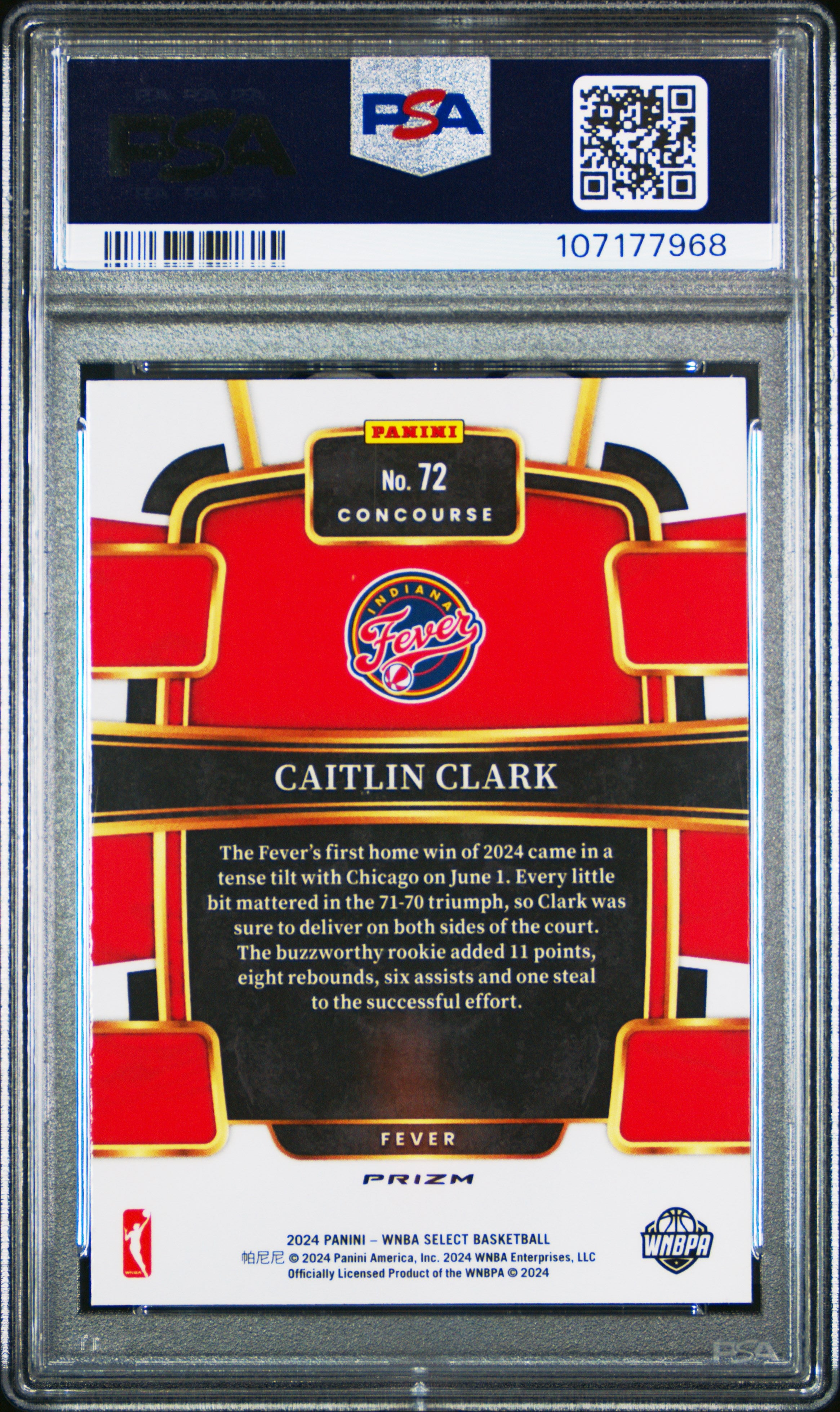 2024 Panini Select WNBA Caitlin Clark #72 Pink Ice PSA 10