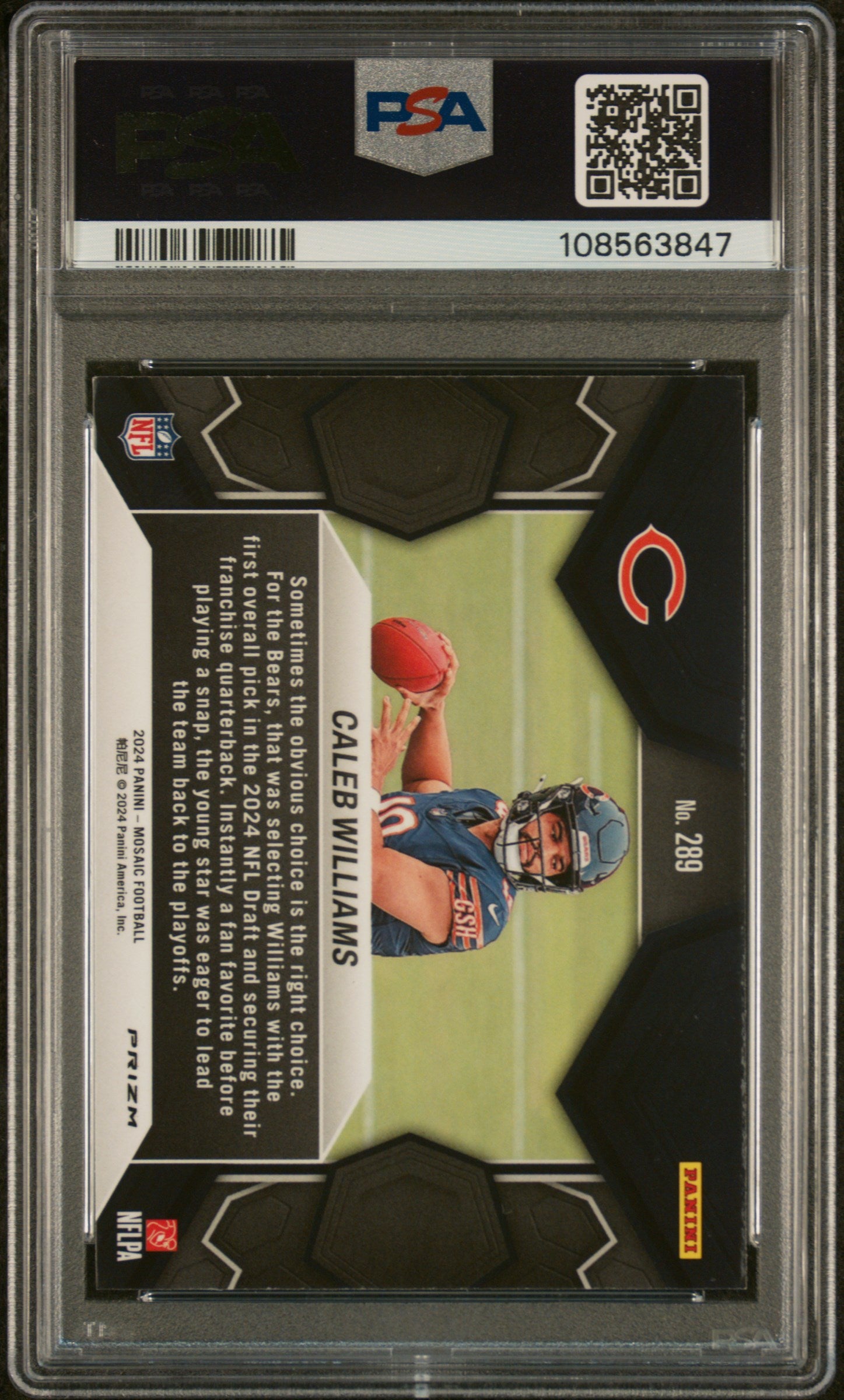 2024 Panini Mosaic Caleb Williams #289 Reactive Blue PSA 10