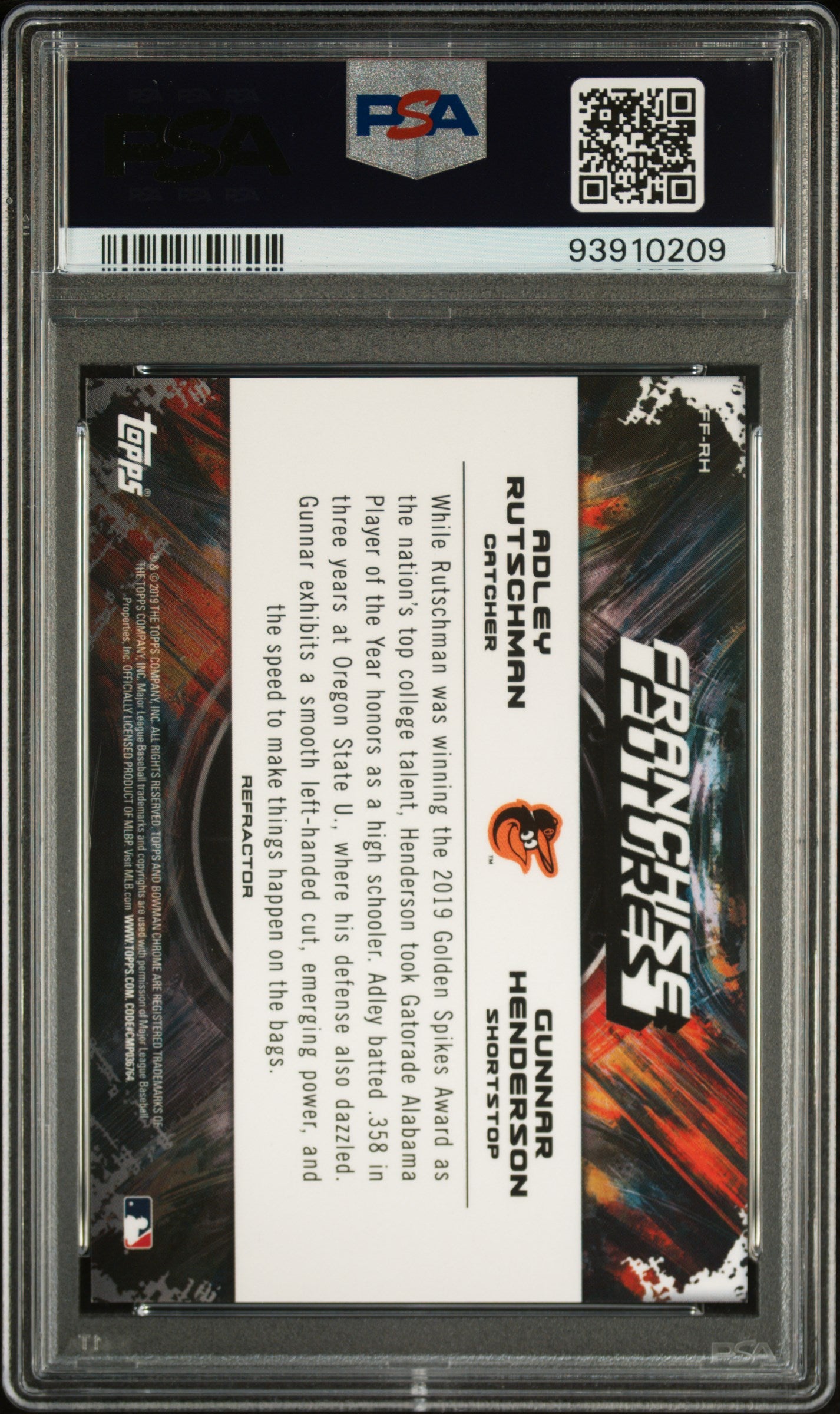 2019 Bowman Draft Chrome Franchise Futures Henderson Rutschman #FF-RH PSA 10