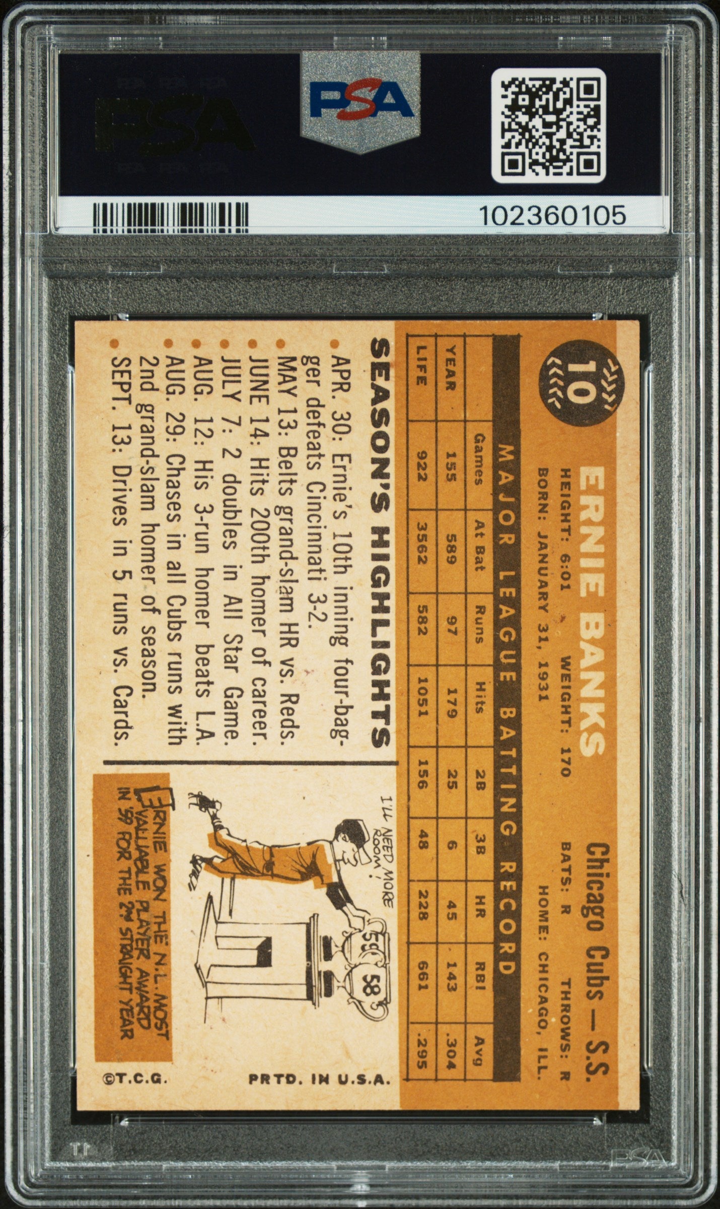1960 Topps Ernie Banks #10 PSA 6