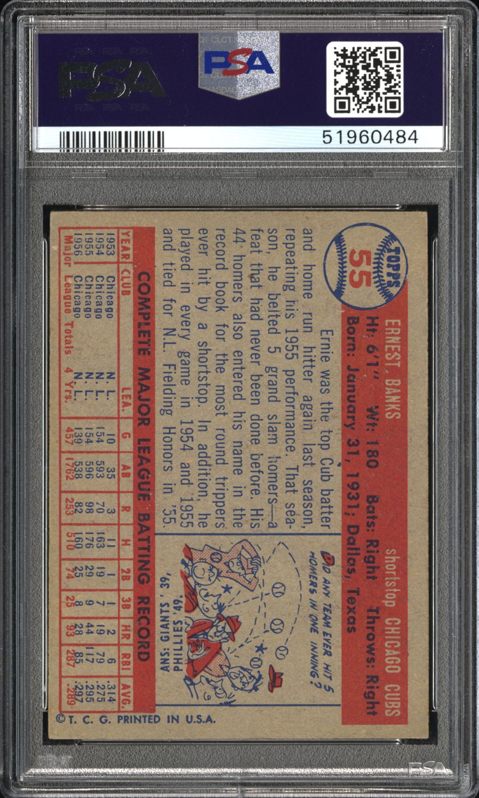 1957 Topps Ernie Banks #55 PSA 5