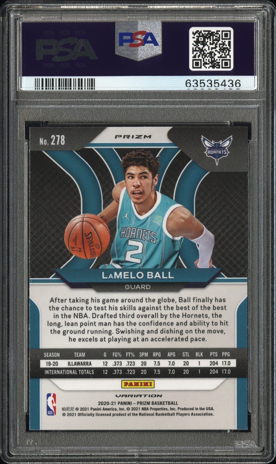 2020 Panini Prizm Lamelo Ball #278 Variation Fast Break PSA 10