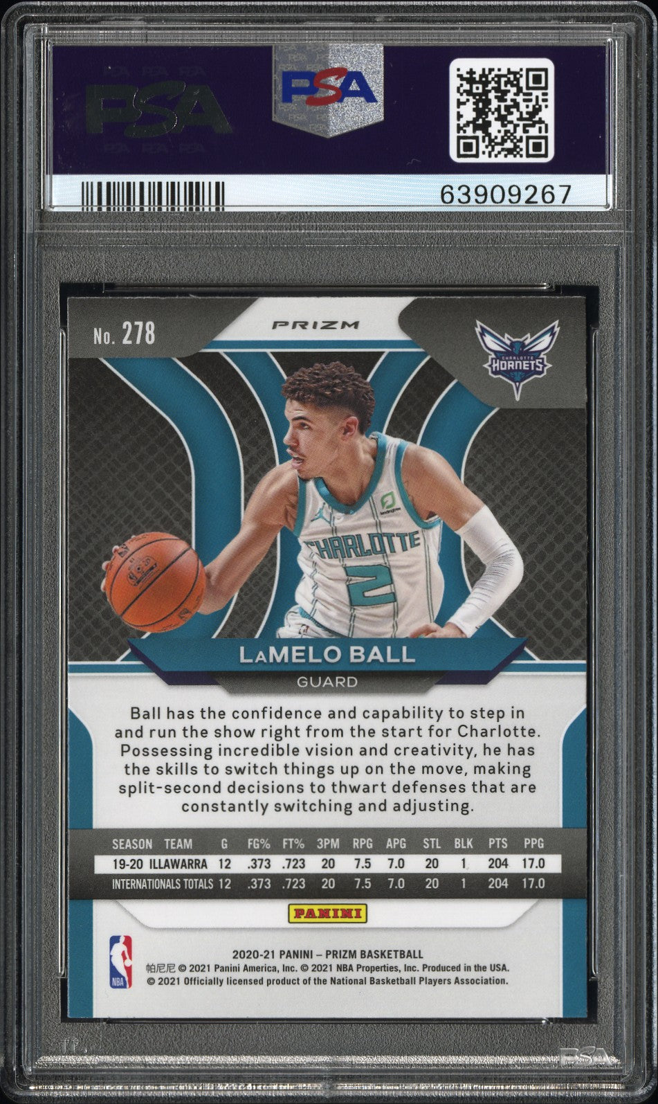 2020 Panini Prizm Lamelo Ball #278 Red Ice PSA 10