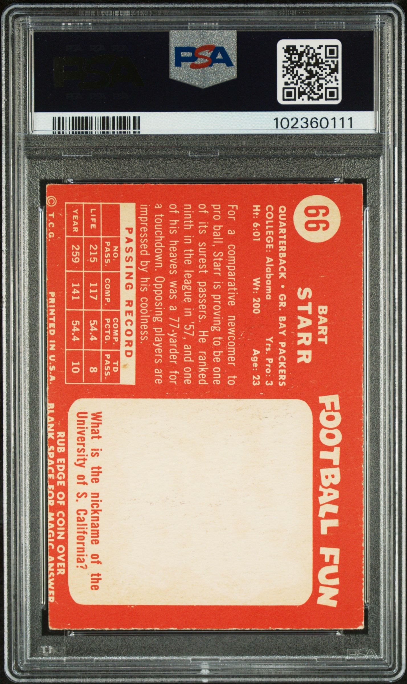 1958 Topps Bart Starr #66 MC PSA 5