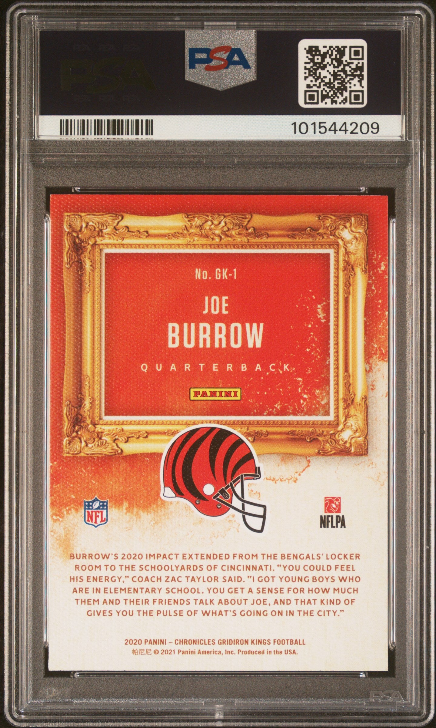 2020 Panini Chronicles Gridiron Kings Joe Burrow #GK1 PSA 10