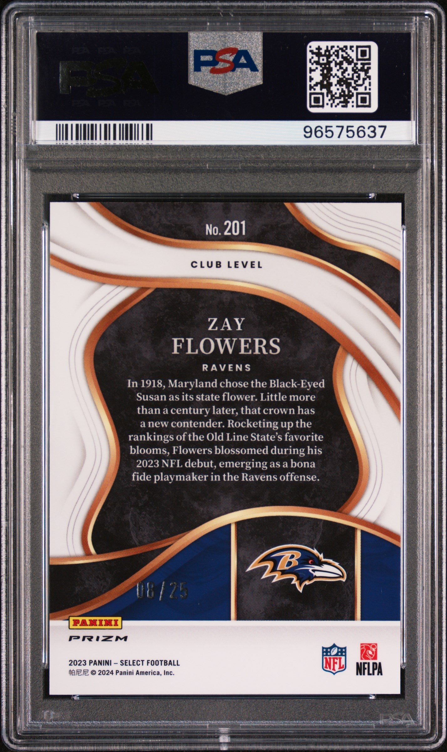 2023 Panini Select Zay Flowers #201 Tie Dye Prizm PSA 10