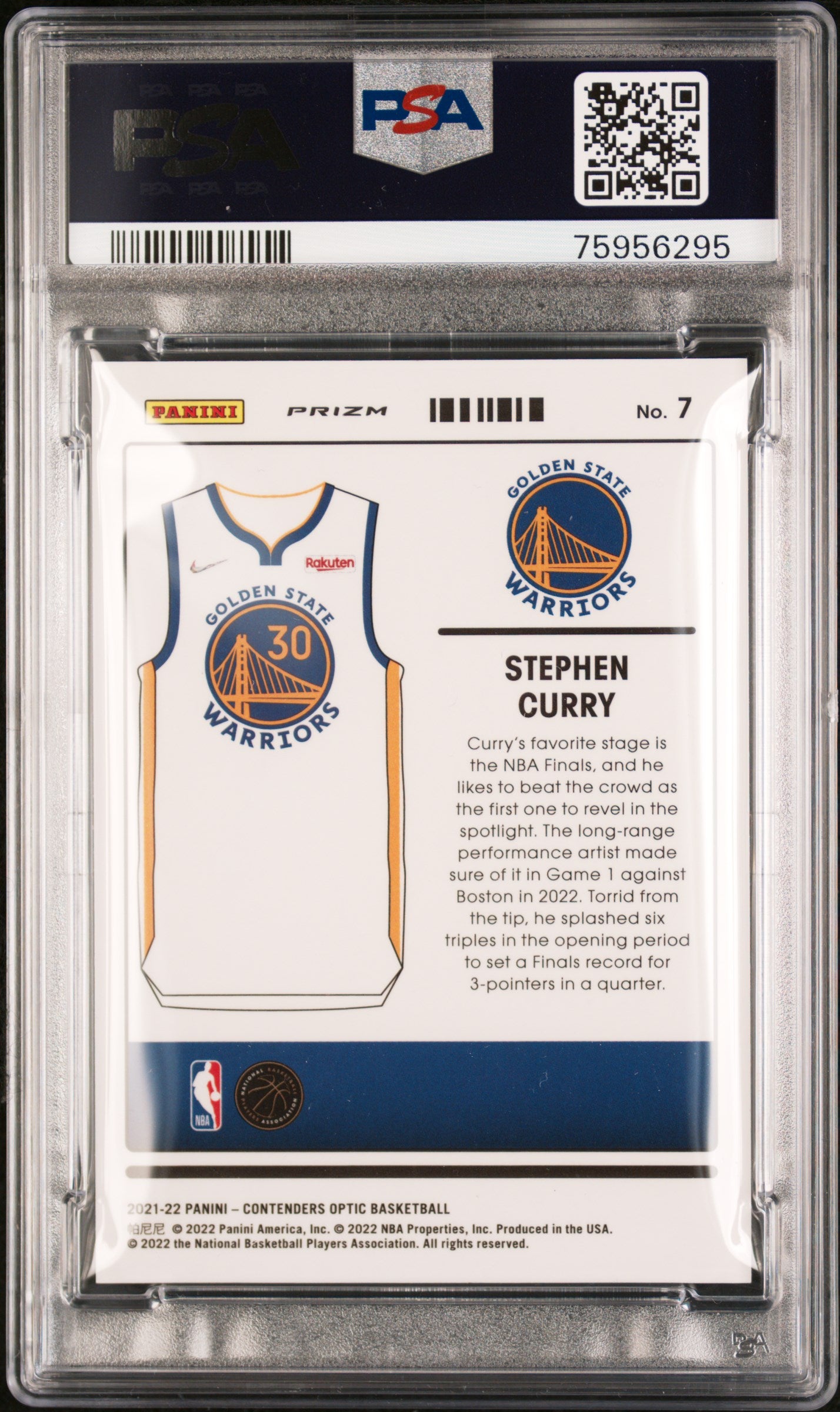 2021 Panini Contenders Optic Uniformity Stephen Curry #7 Unfrmty Red Crkd. Ice PSA 10 Auto 10