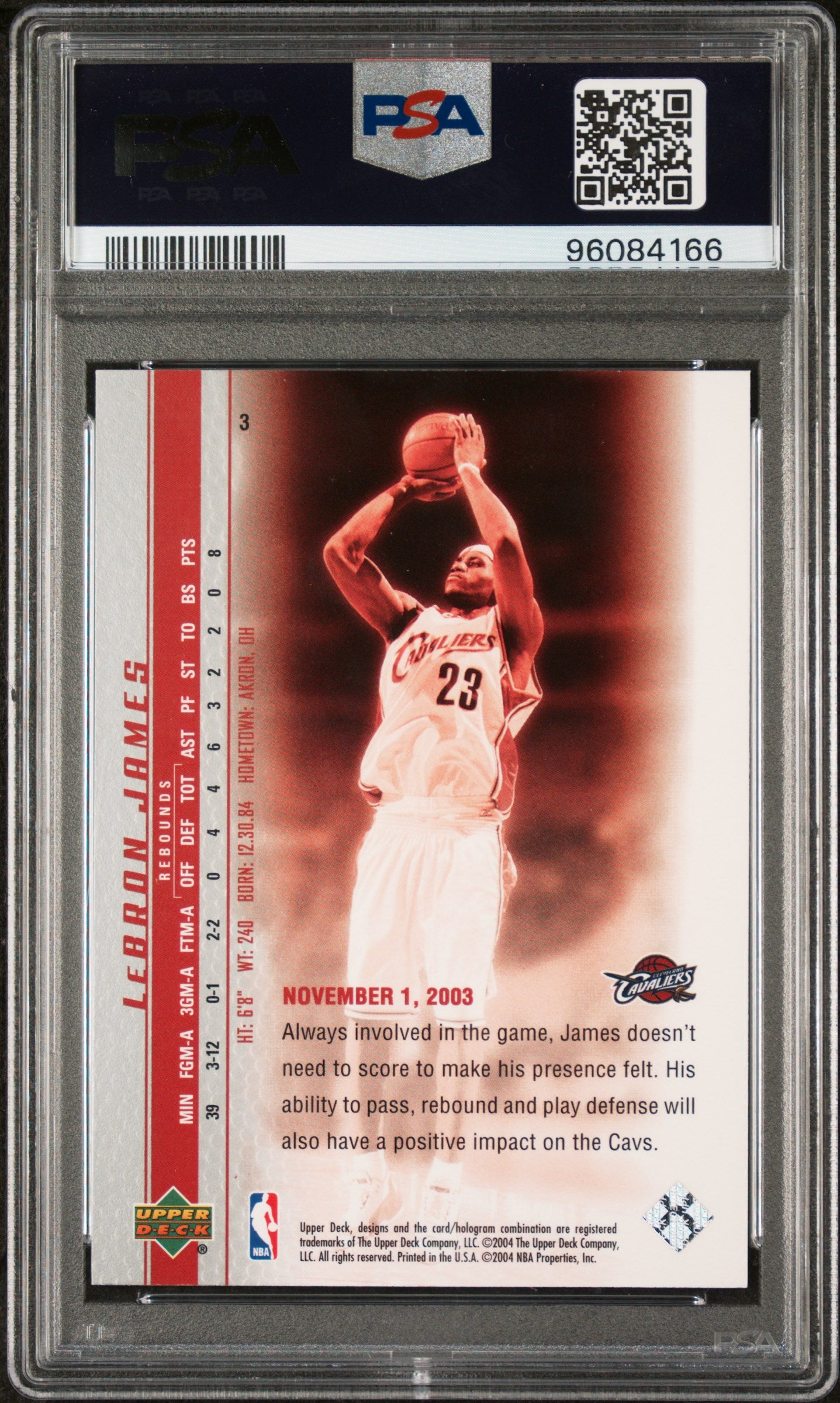 2003 Upper Deck LeBron James Phenomenal Beginnings LeBron James #3 PSA 10