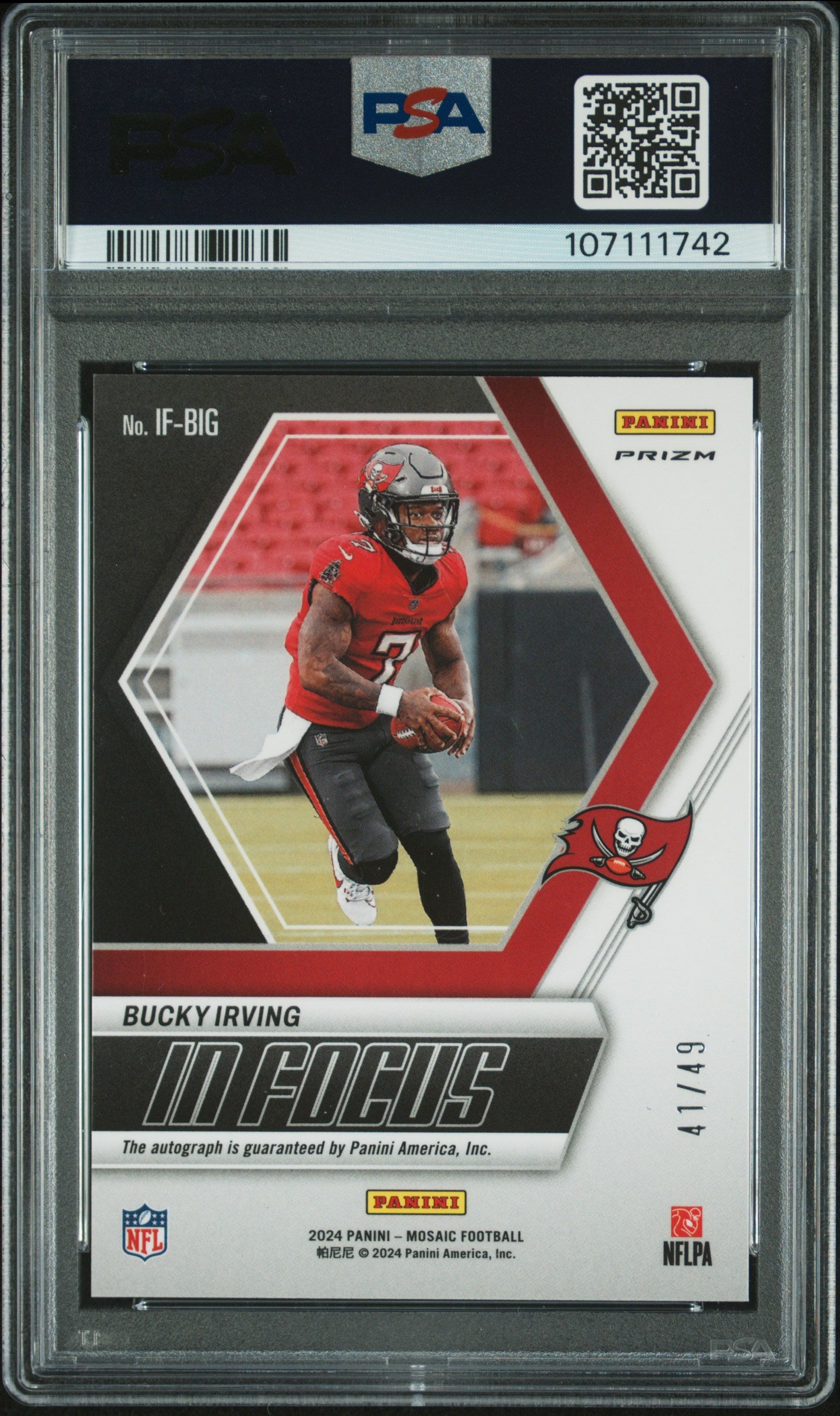 2024 Panini Mosaic In Focus Signatures Bucky Irving #IFBIG Purple PSA 10 Auto 10