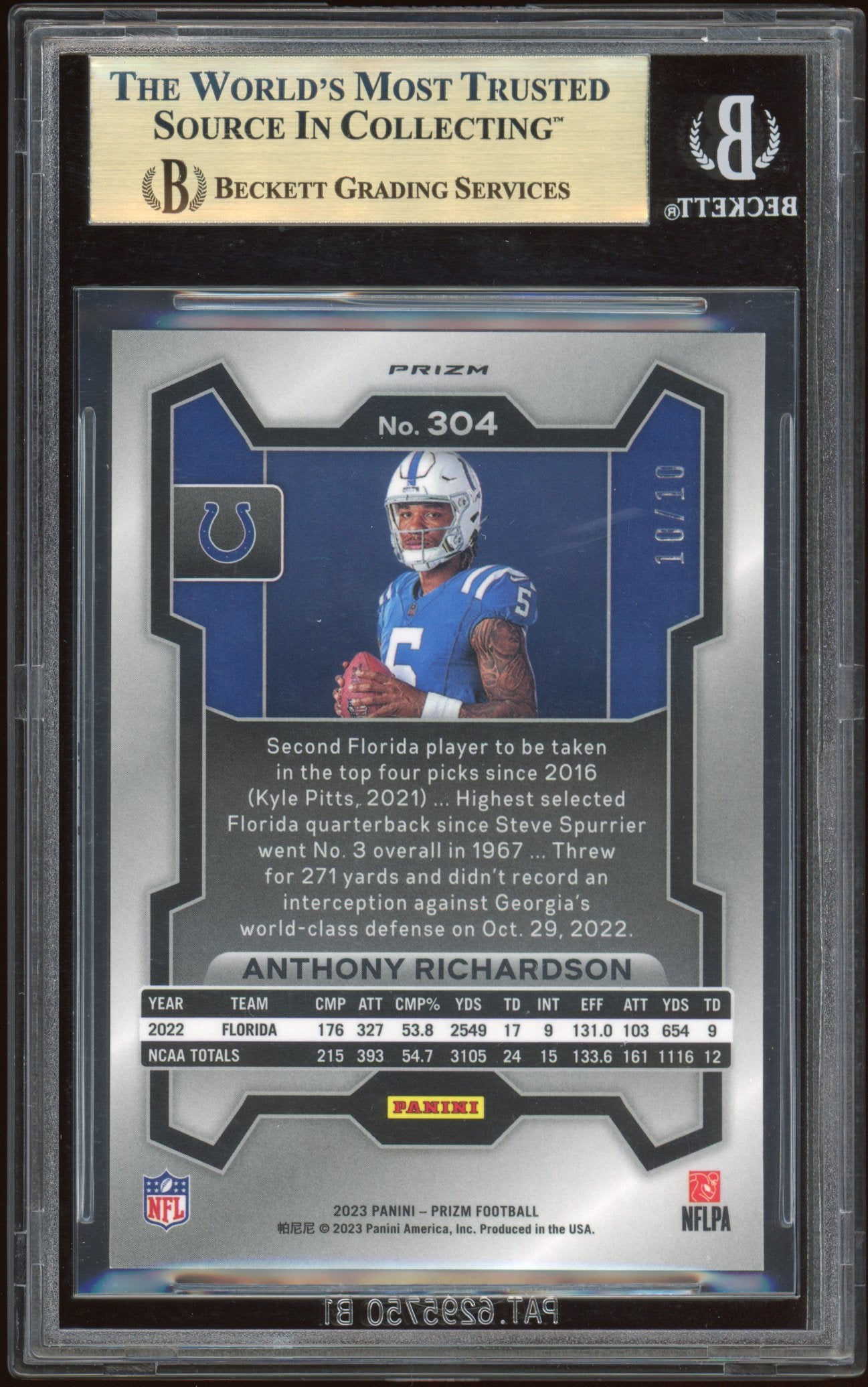 2023 Panini Prizm Anthony Richardson #304 BGS 9.5