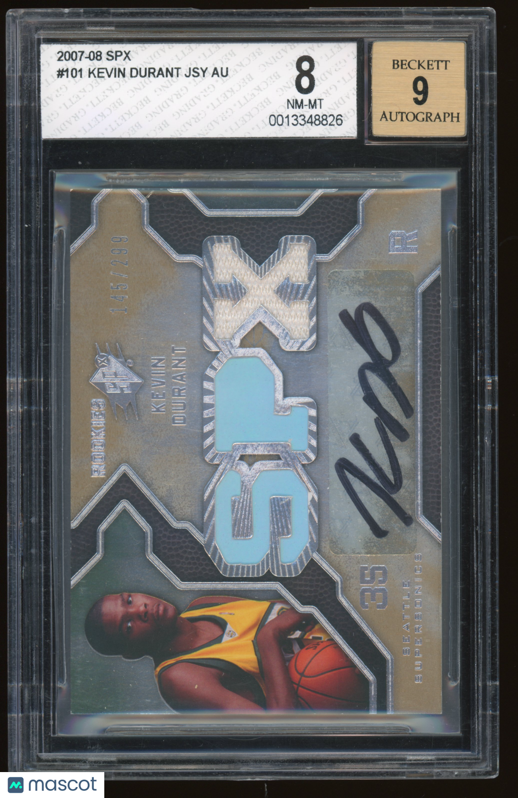 2007 SPx Kevin Durant JSY RC #101 BGS 8 Auto 9