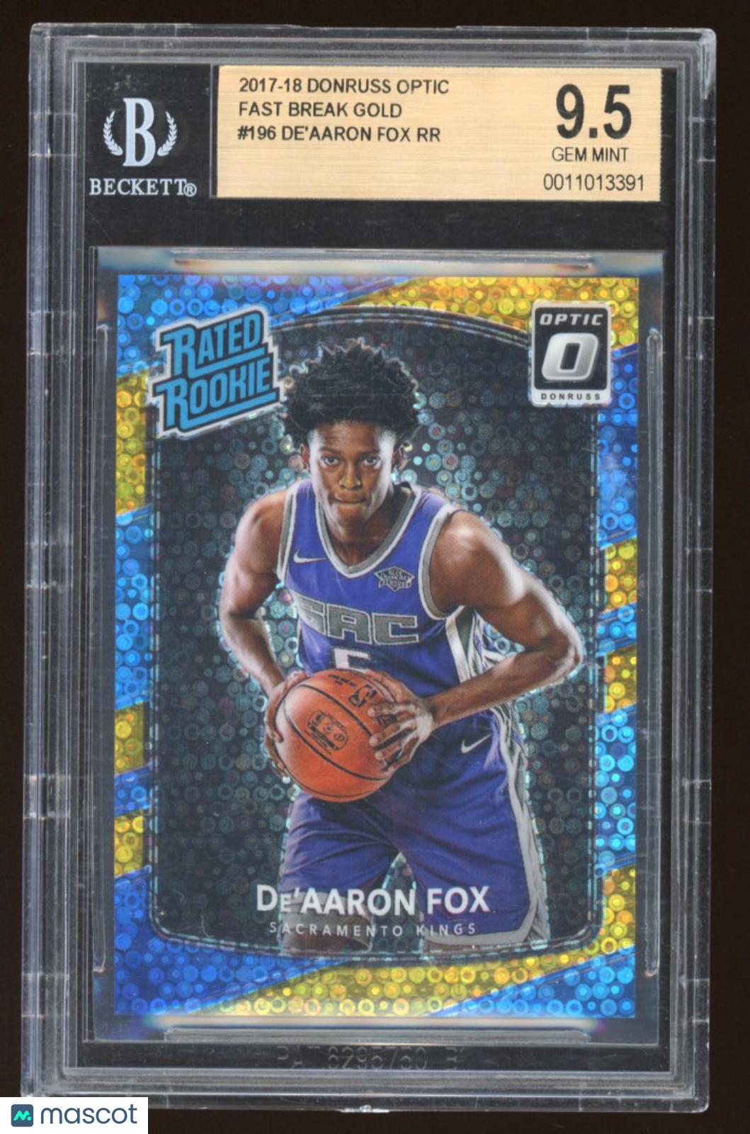 2017 Donruss Optic Fast Break Gold De'Aaron Fox RR #196 BGS 9.5