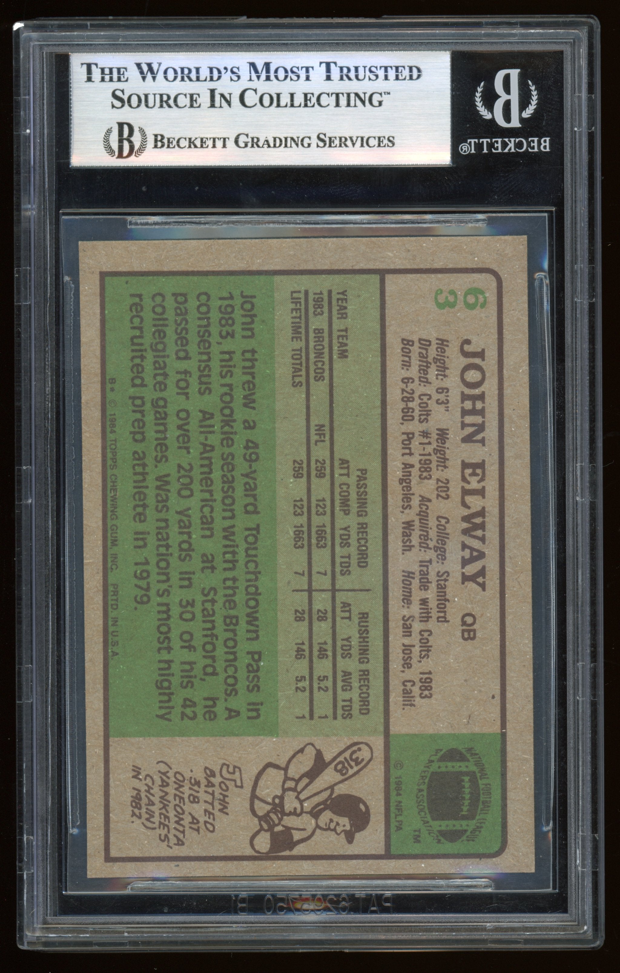 1984 Topps John Elway RC #63 BGS 8