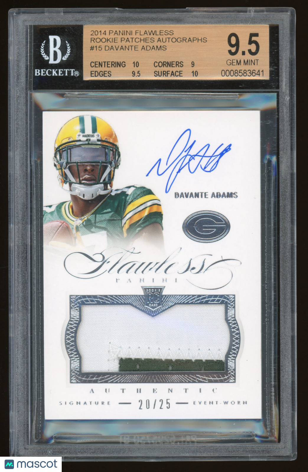 2014 Panini Flawless Rookie Patches Autographs Davante Adams #15 BGS 9.5 Auto 10