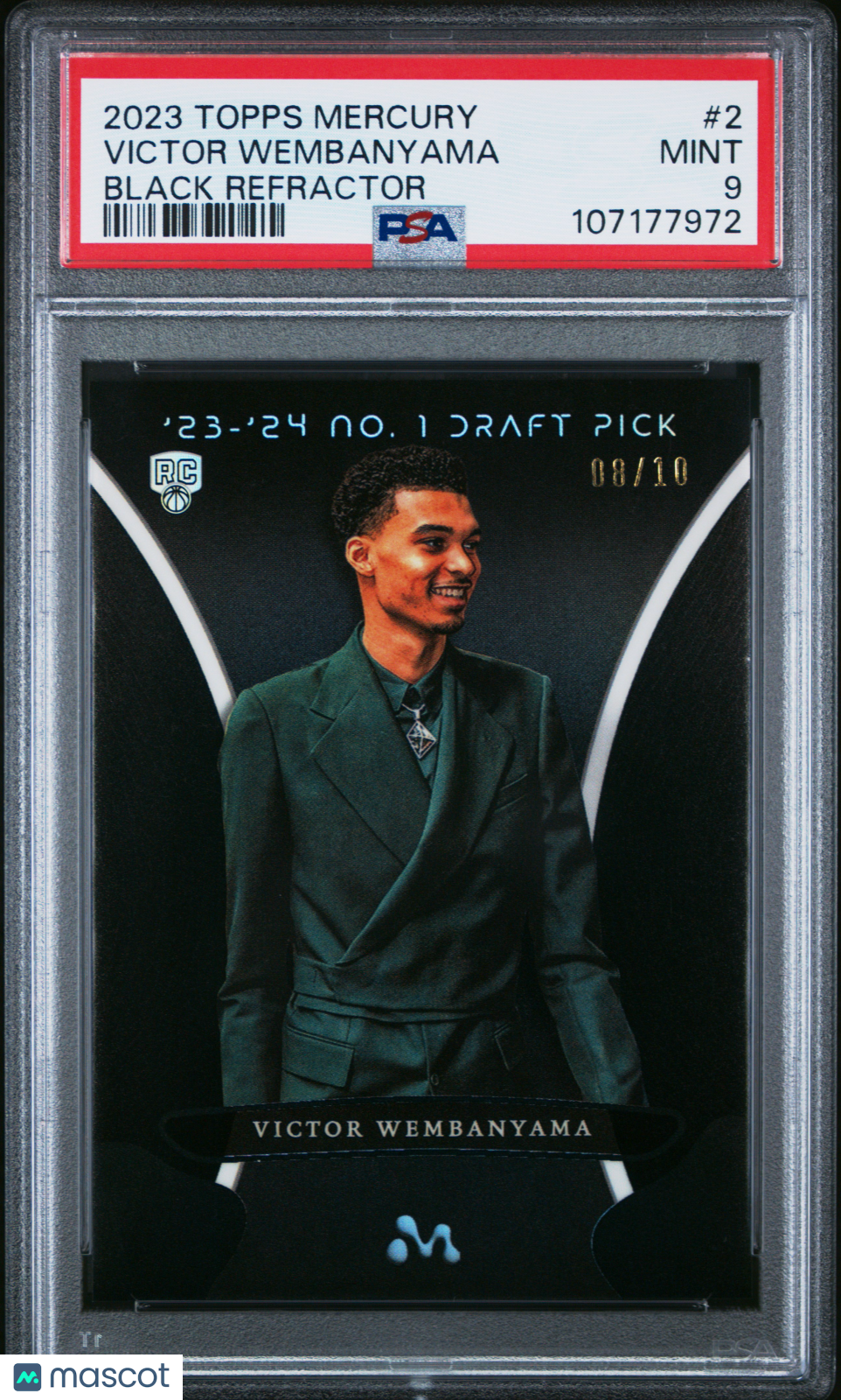 2023 Topps Mercury: Victor Wembanyama Victor Wembanyama #2 Black Refractor 08/10 PSA 9