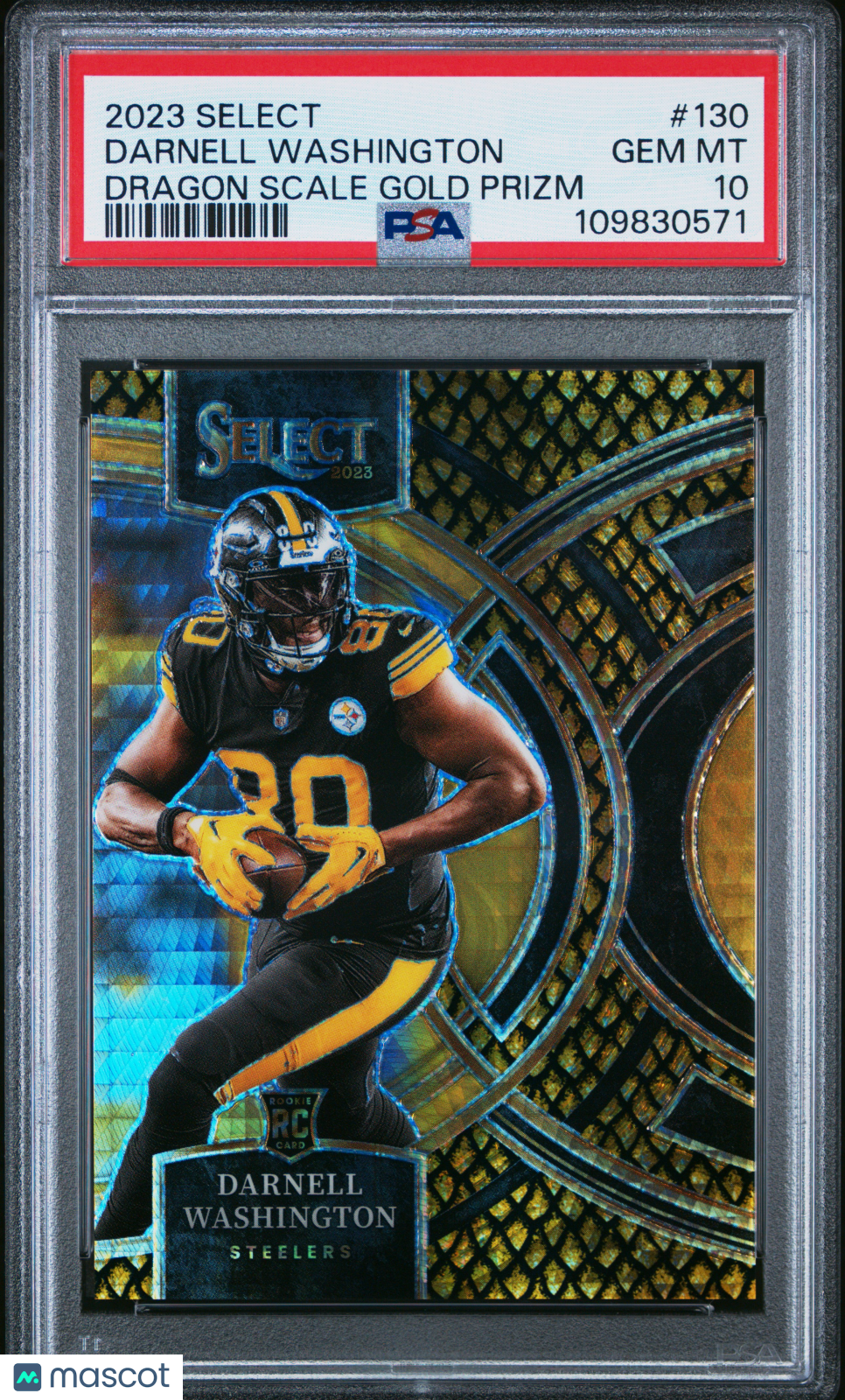 2023 Panini Select Darnell Washington #130 Dragon Scale Gold Prizm PSA 10