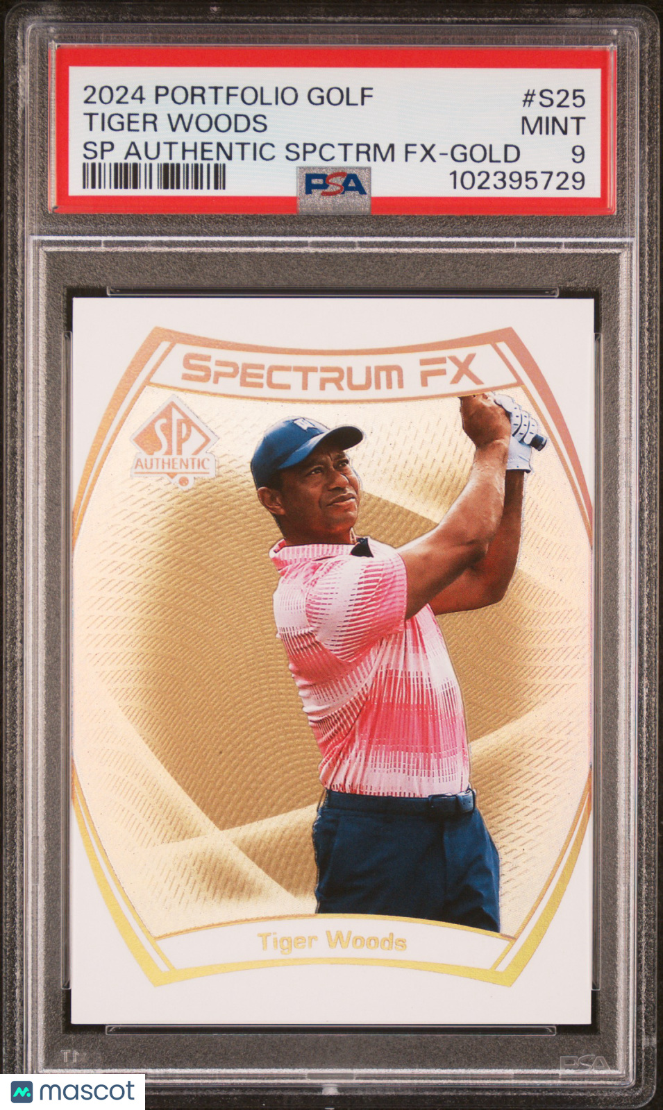 2024 Upper Deck Portfolio Golf SP Authentic Spectrum FX Tiger Woods #S25 Spctrm Gold PSA 9